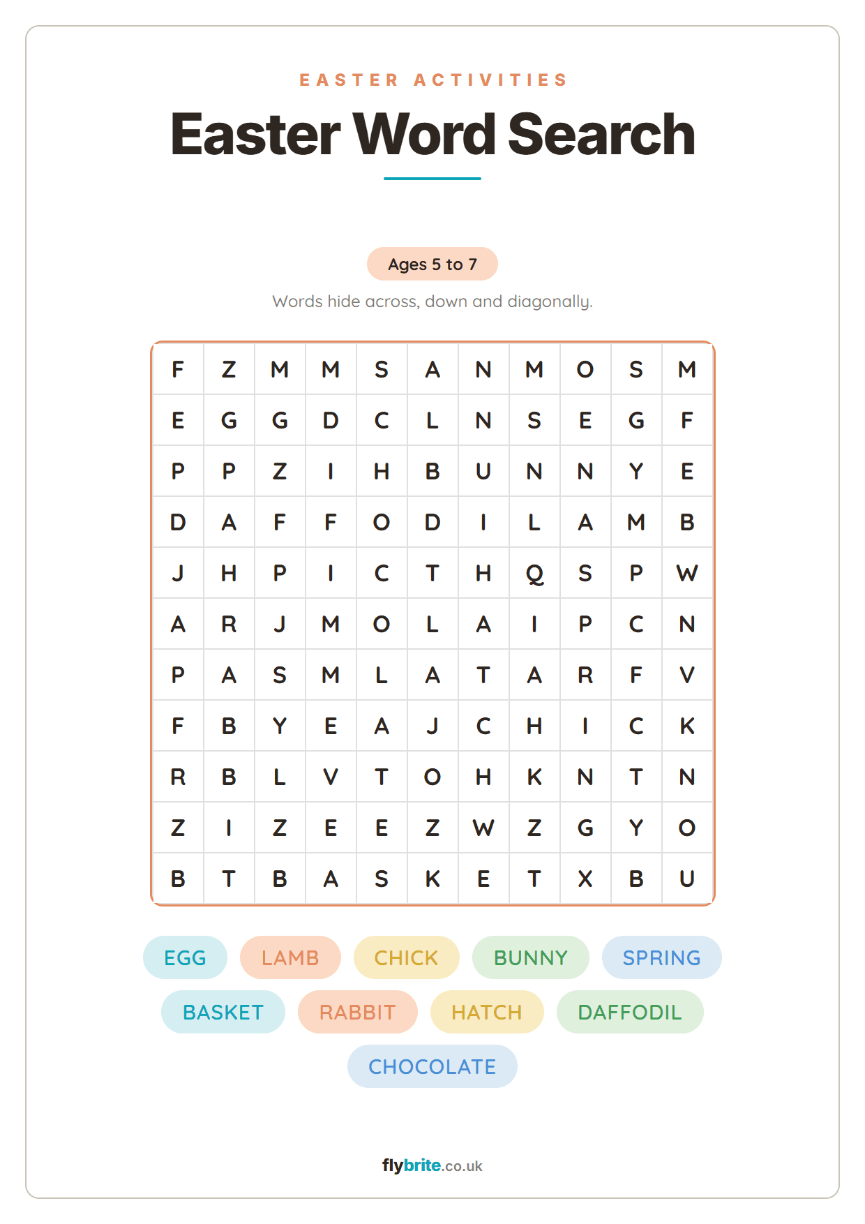 Easter Word Search printable preview