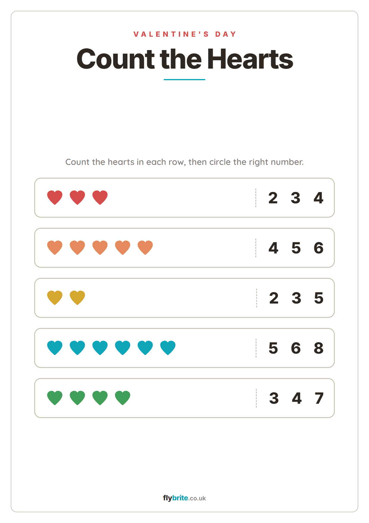 Count the Hearts printable preview