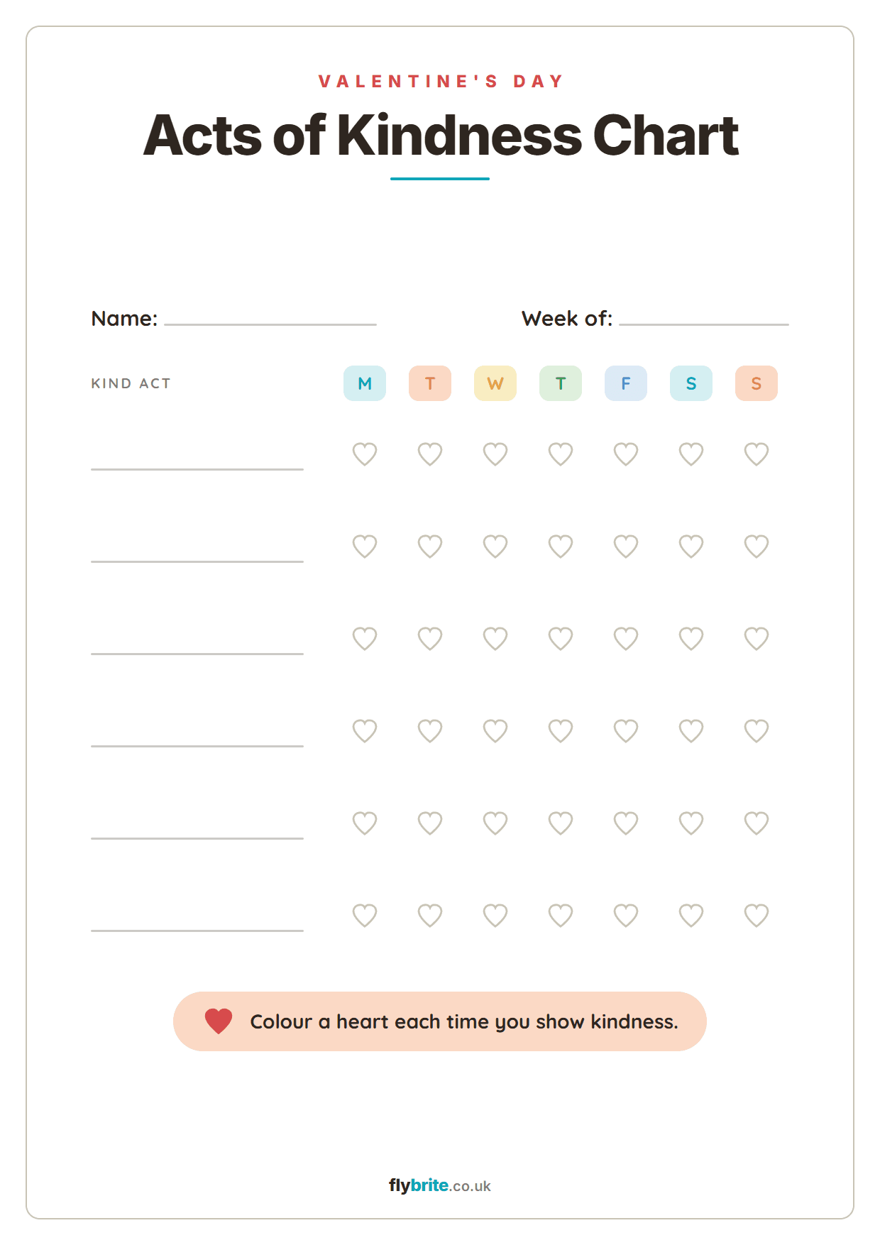 Acts of Kindness Chart printable preview