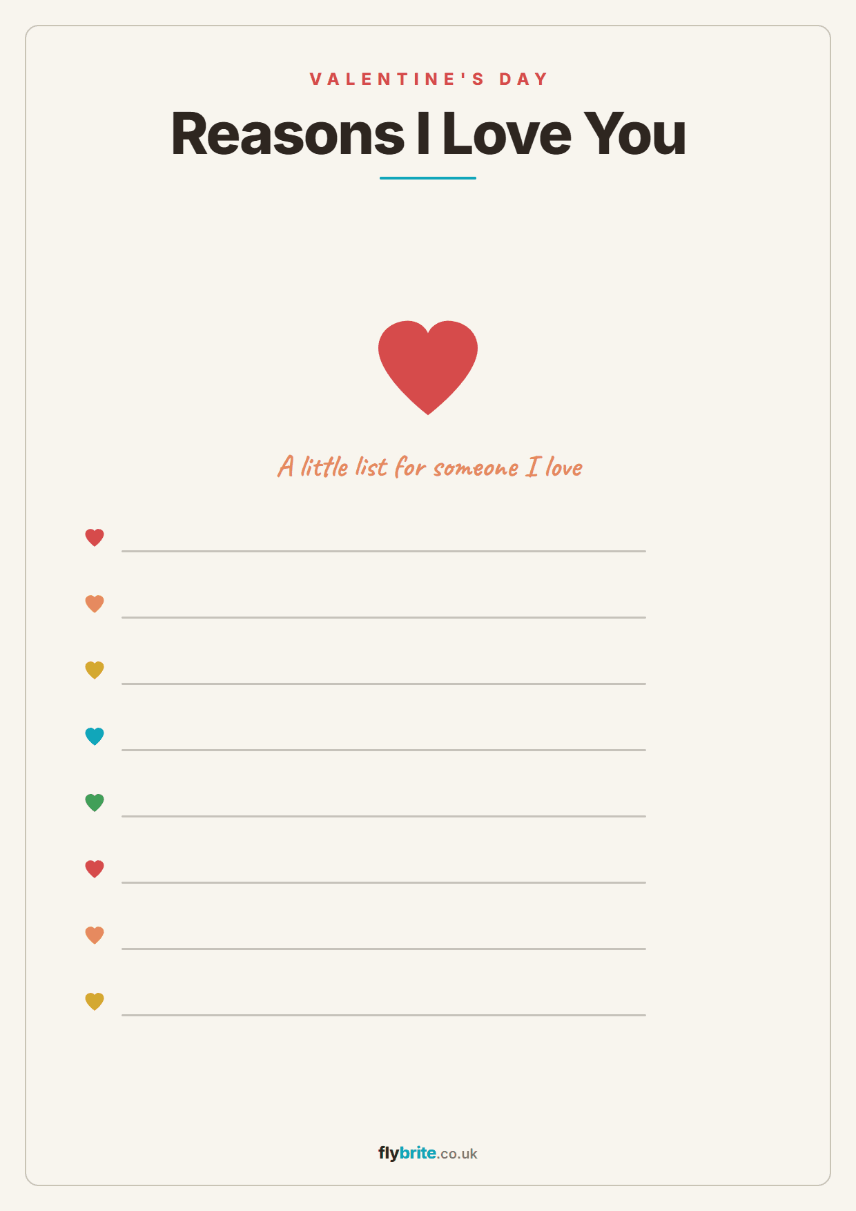 Reasons I Love You printable preview