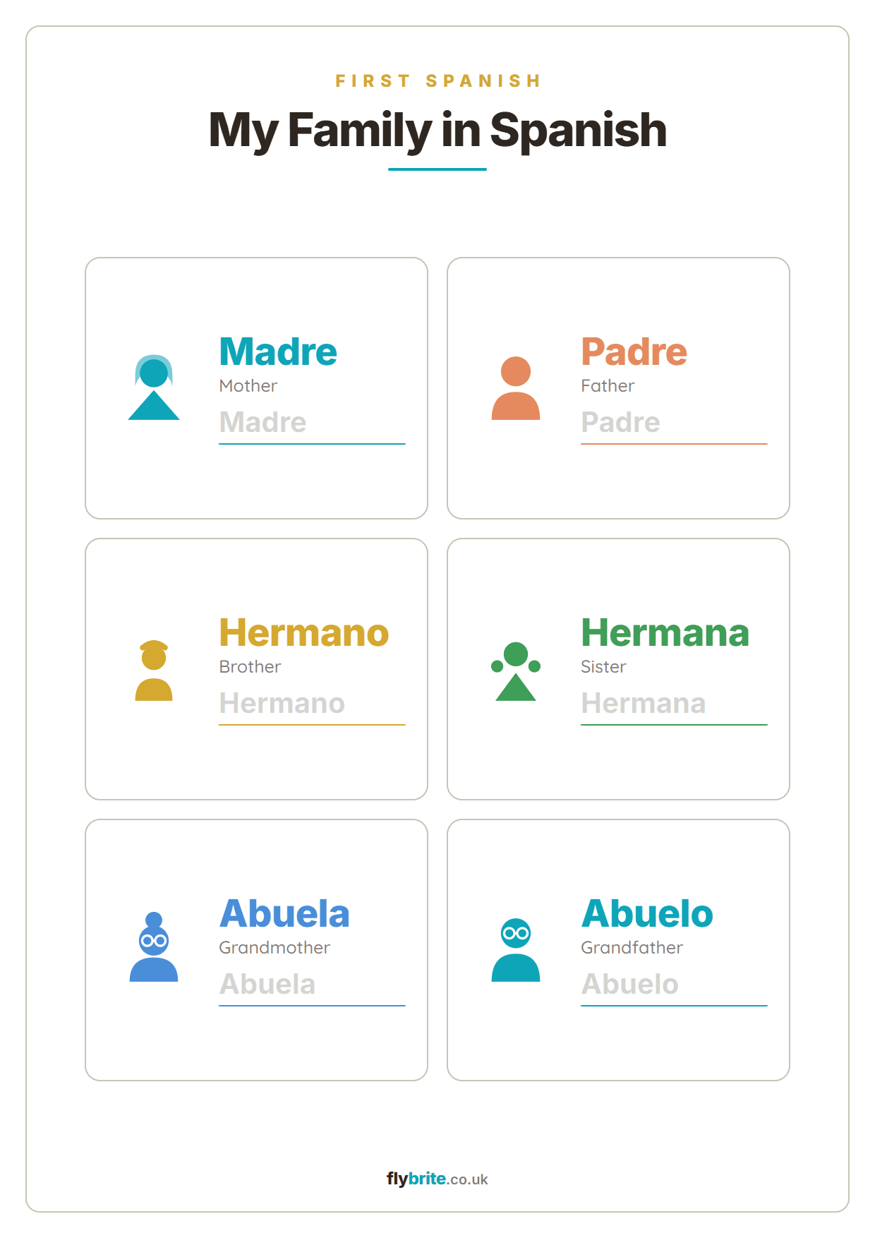 My Family in Spanish printable preview