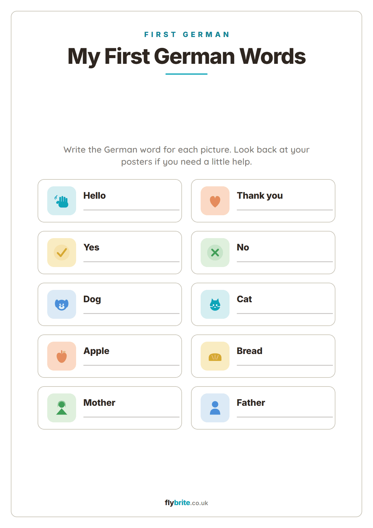 My First German Words printable preview