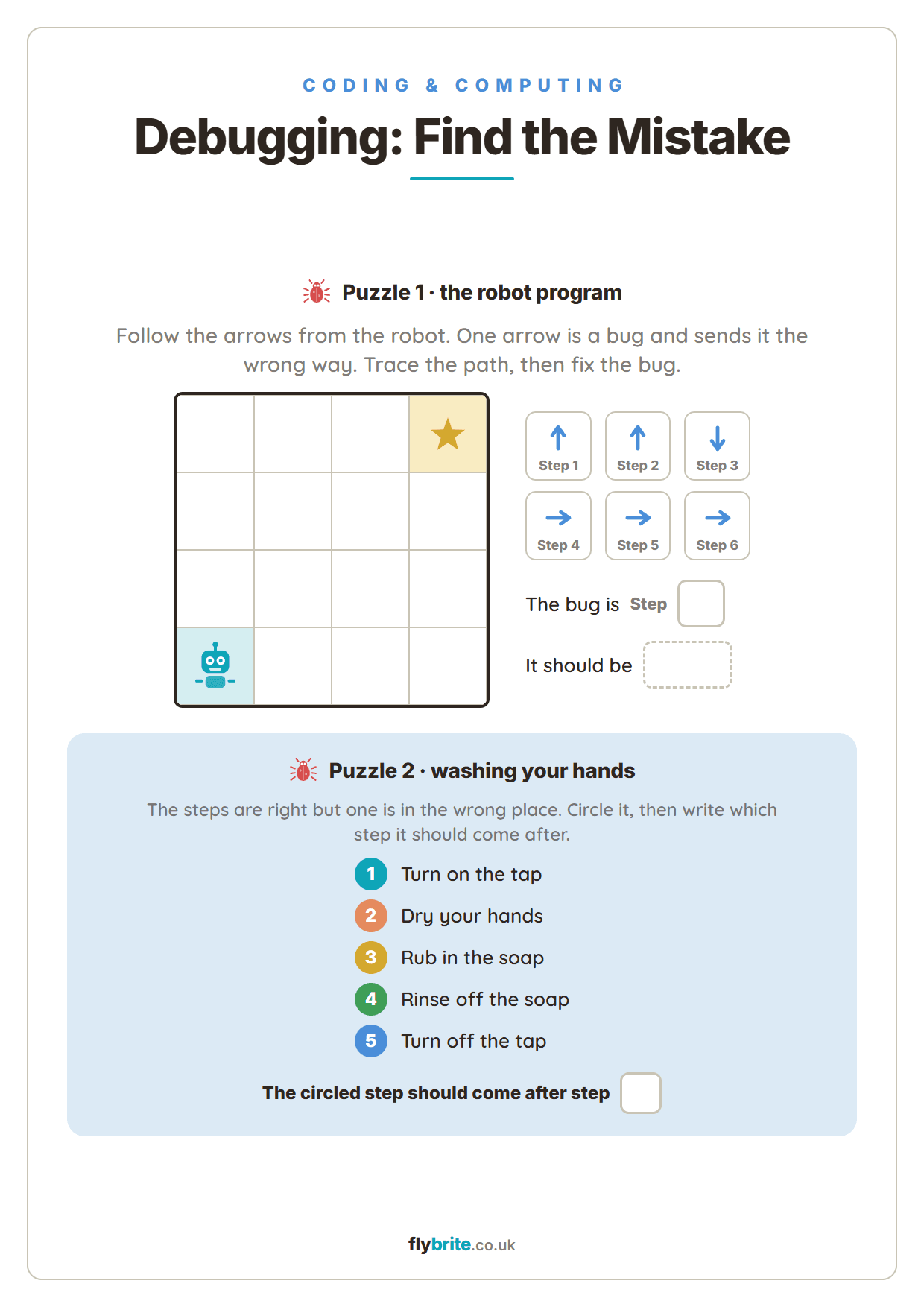 Debugging: Find the Mistake printable preview