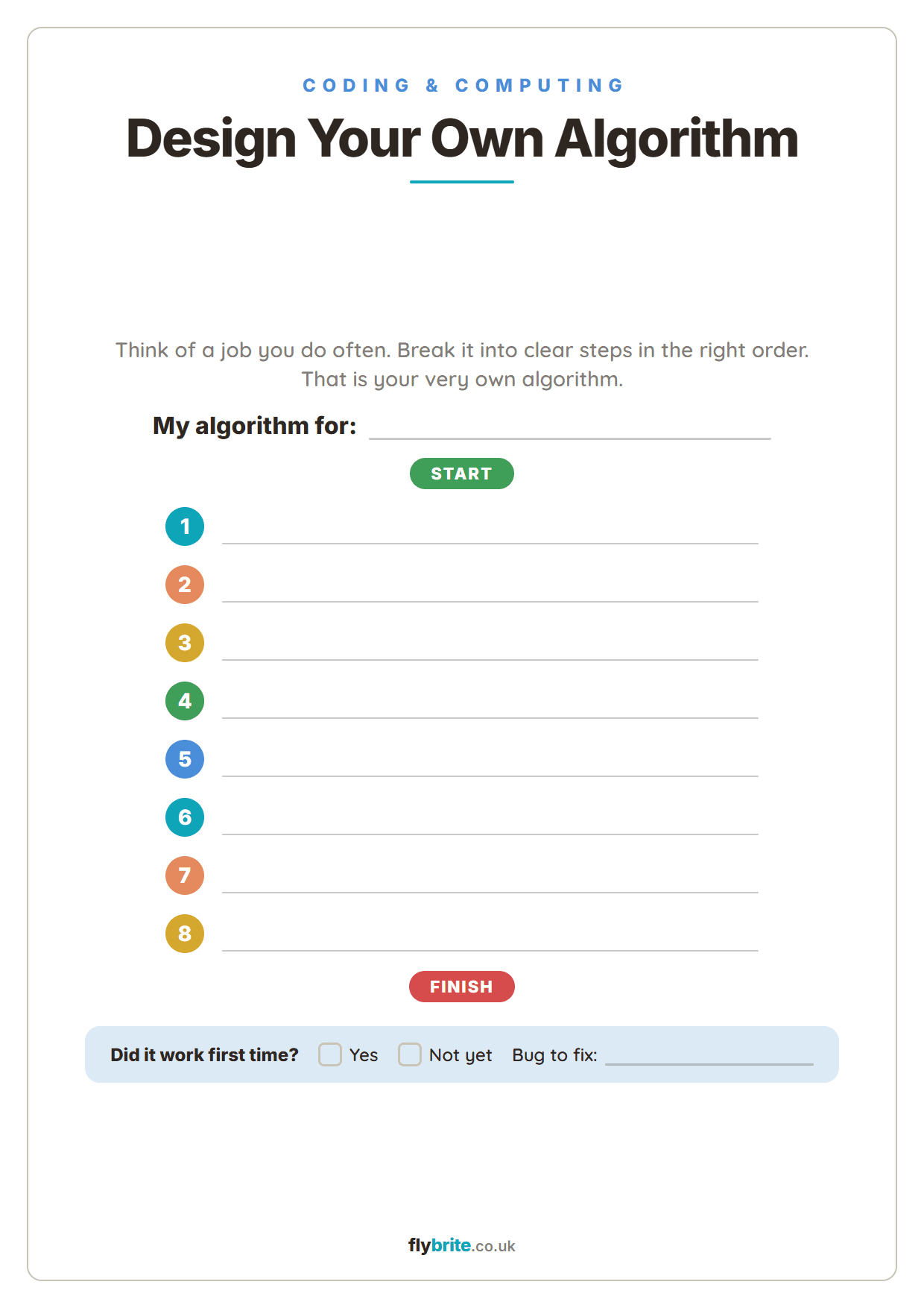 Design Your Own Algorithm printable preview