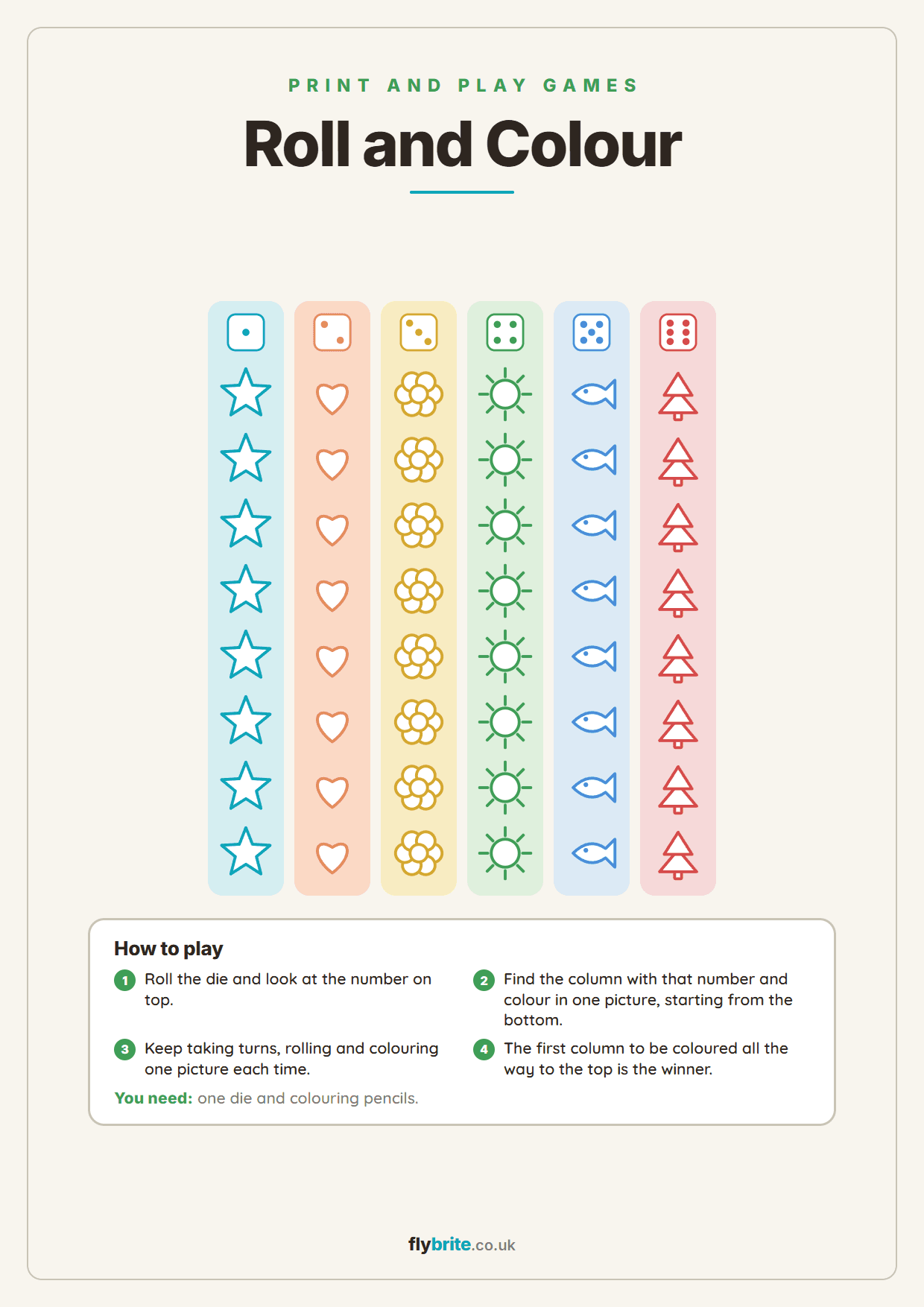 Roll and Colour printable preview