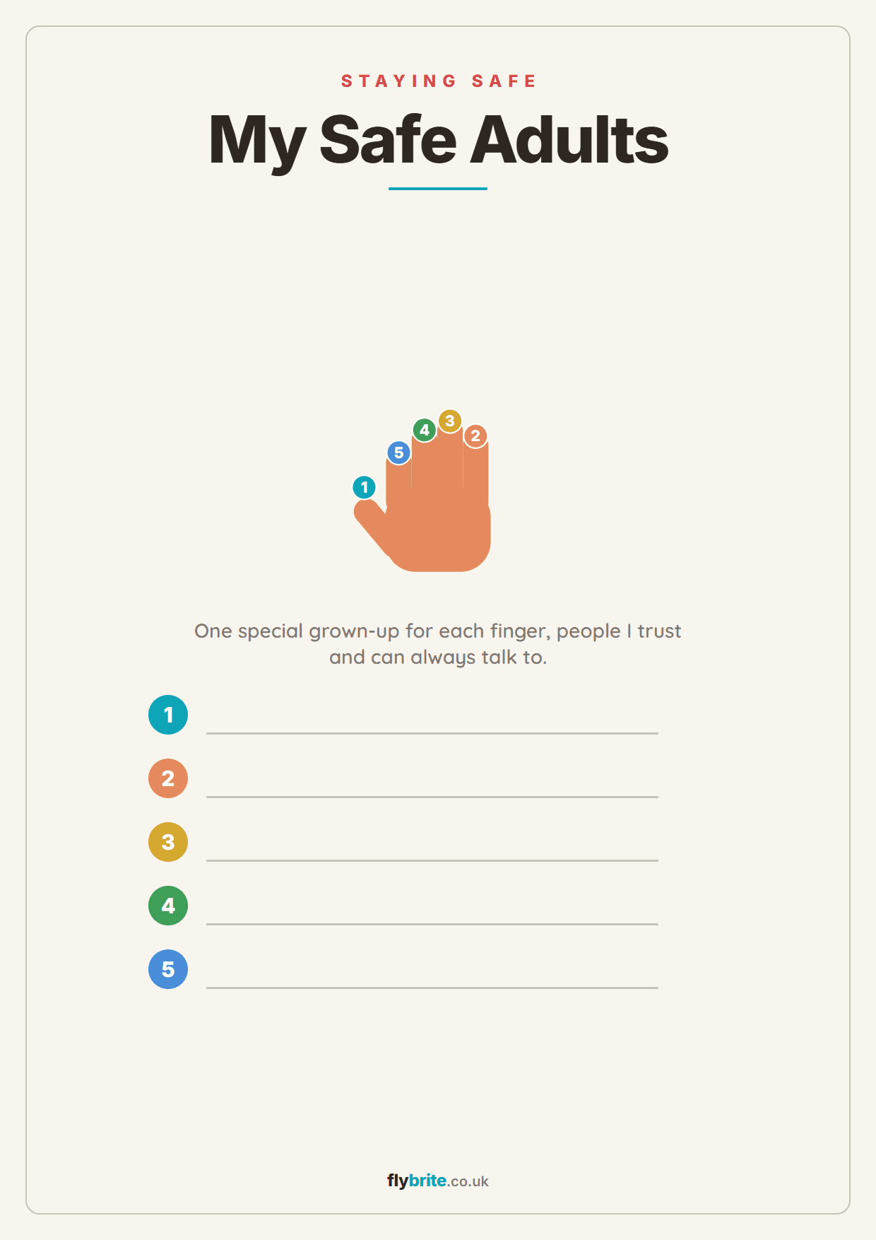 My Safe Adults printable preview