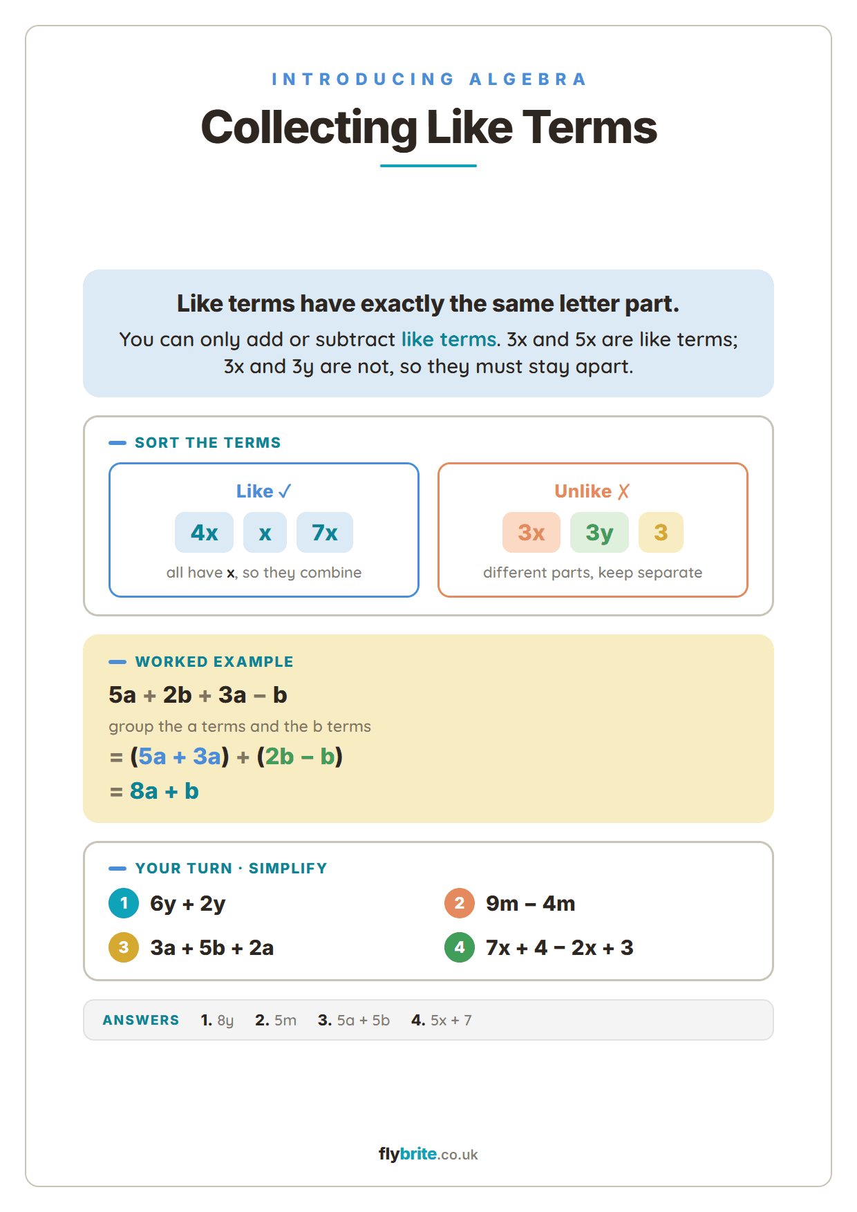 Collecting Like Terms printable preview