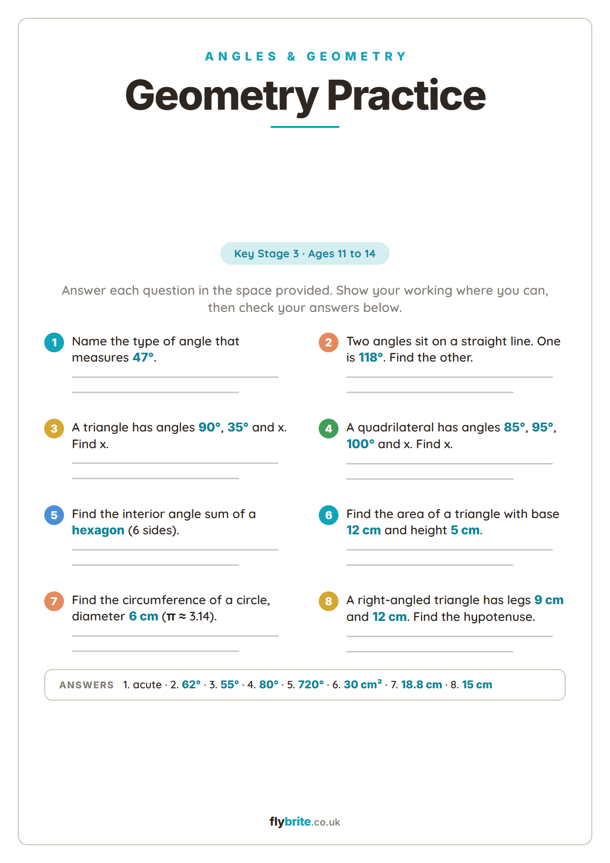 Geometry Practice printable preview