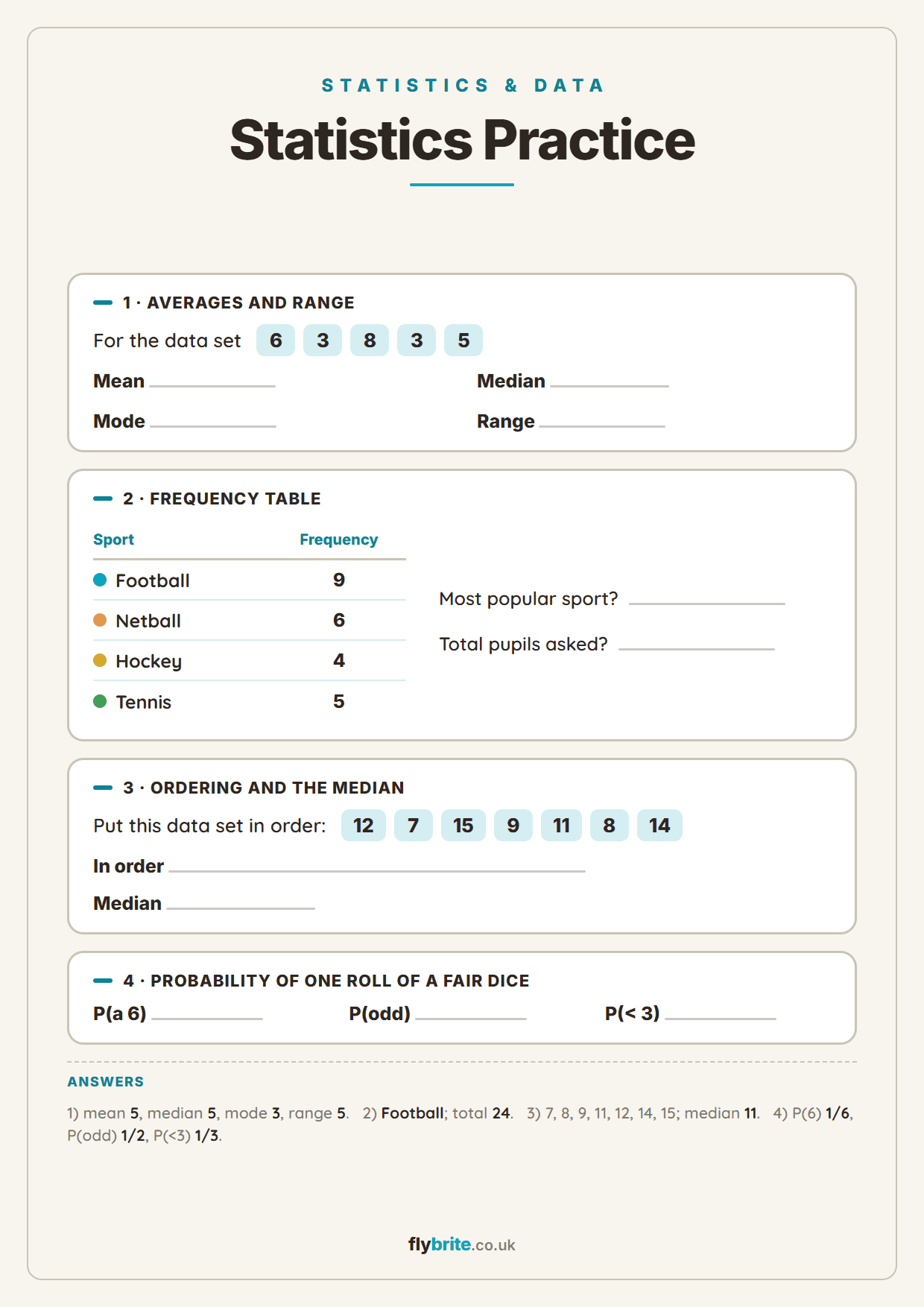 Statistics Practice printable preview