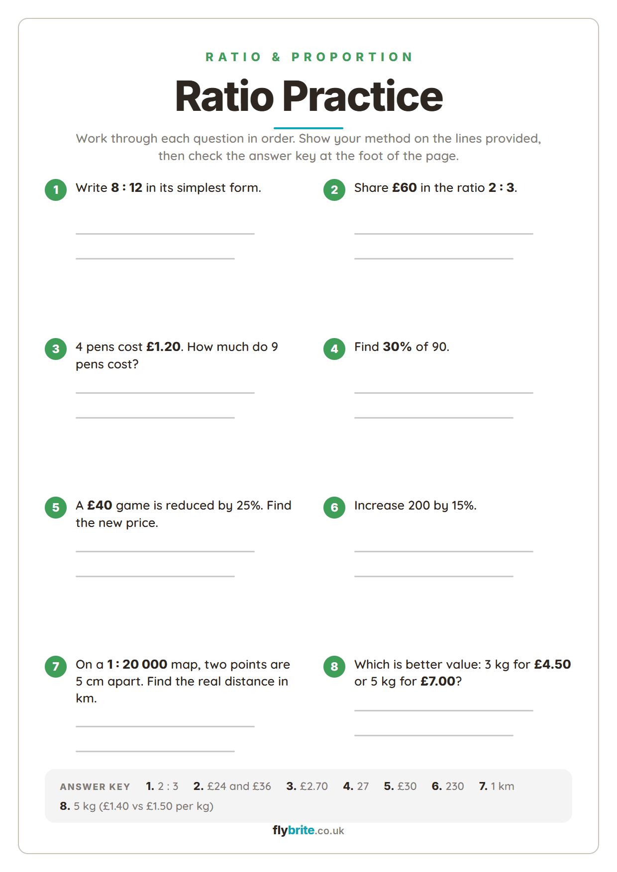 Ratio Practice Worksheet printable preview