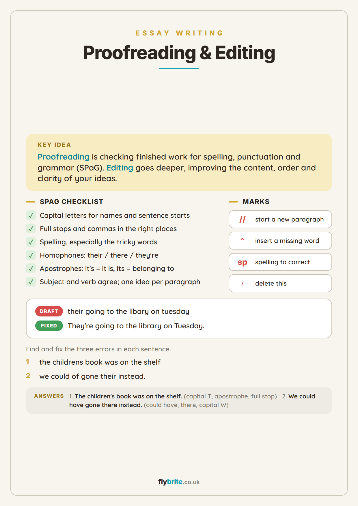 Proofreading & Editing printable preview