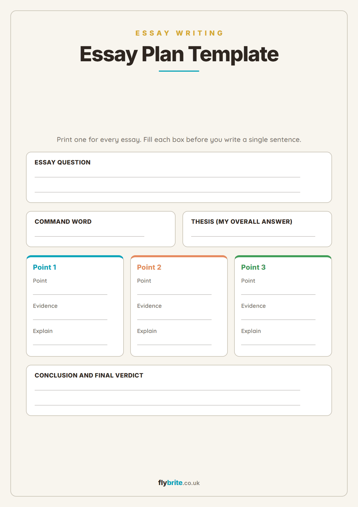Essay Plan Template printable preview