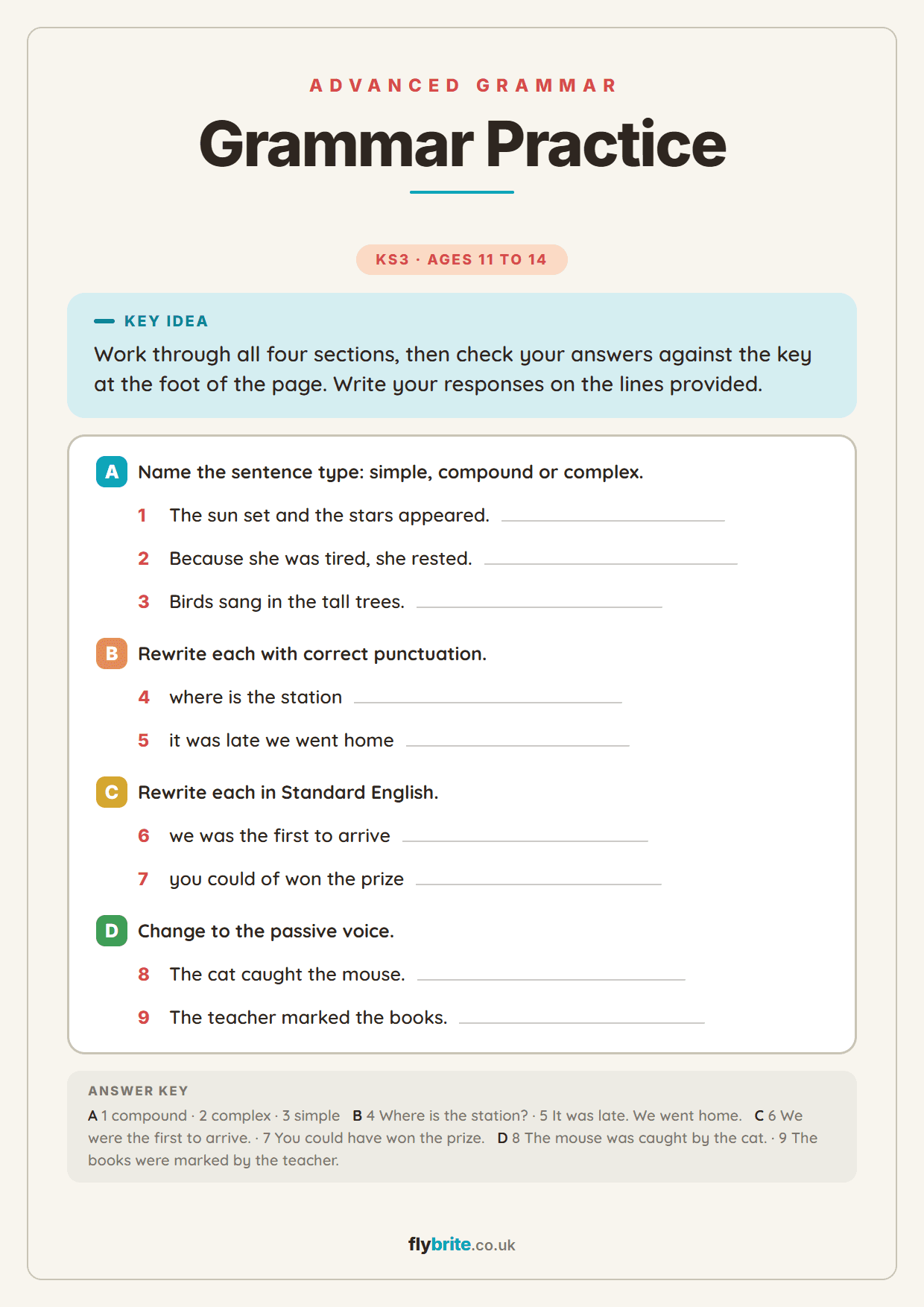 Grammar Practice printable preview