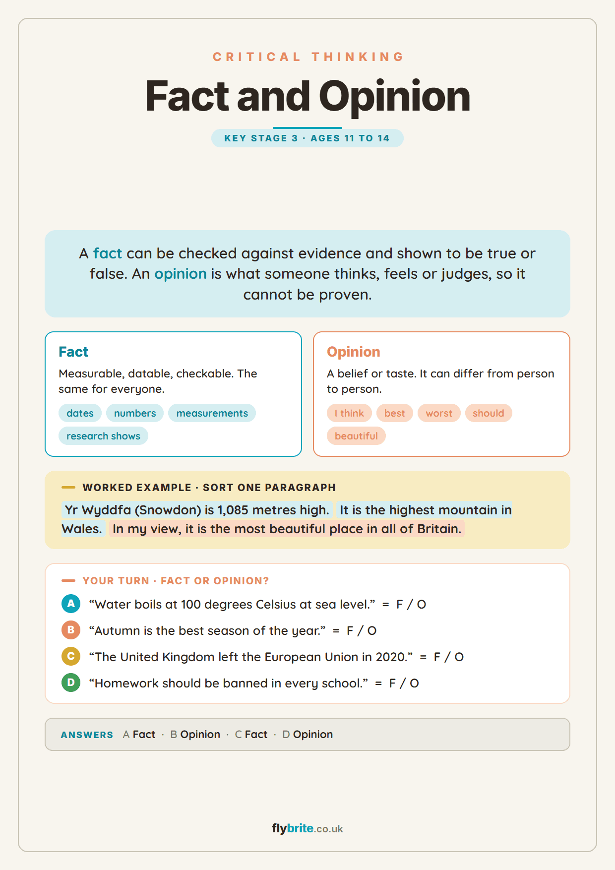 Fact and Opinion printable preview
