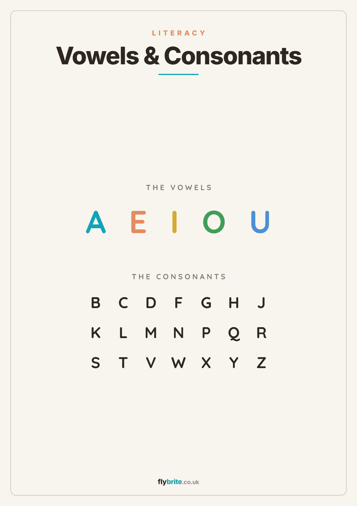 Vowels & Consonants printable preview