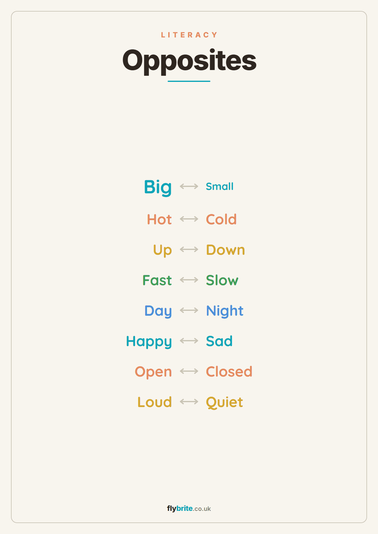 Opposites printable preview