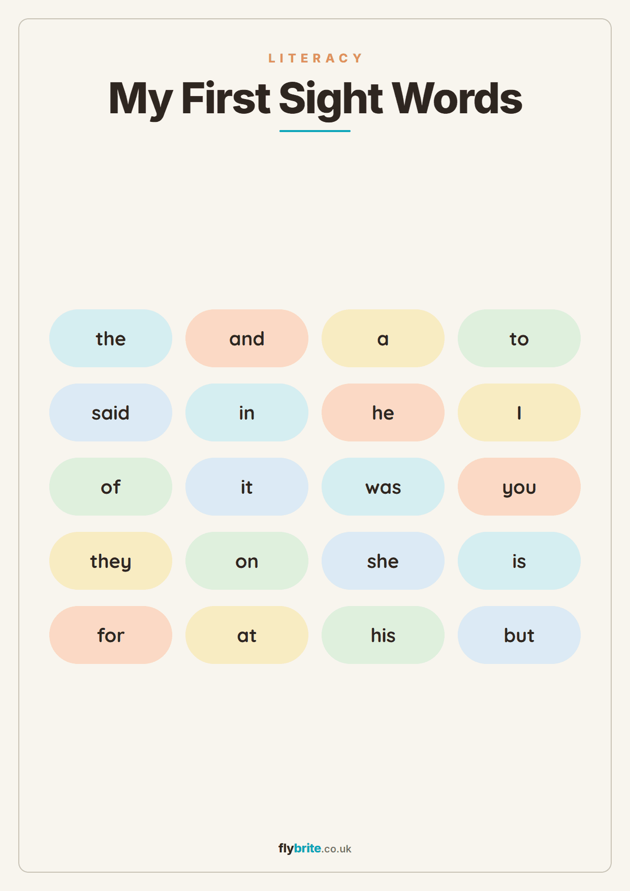 My First Sight Words printable preview