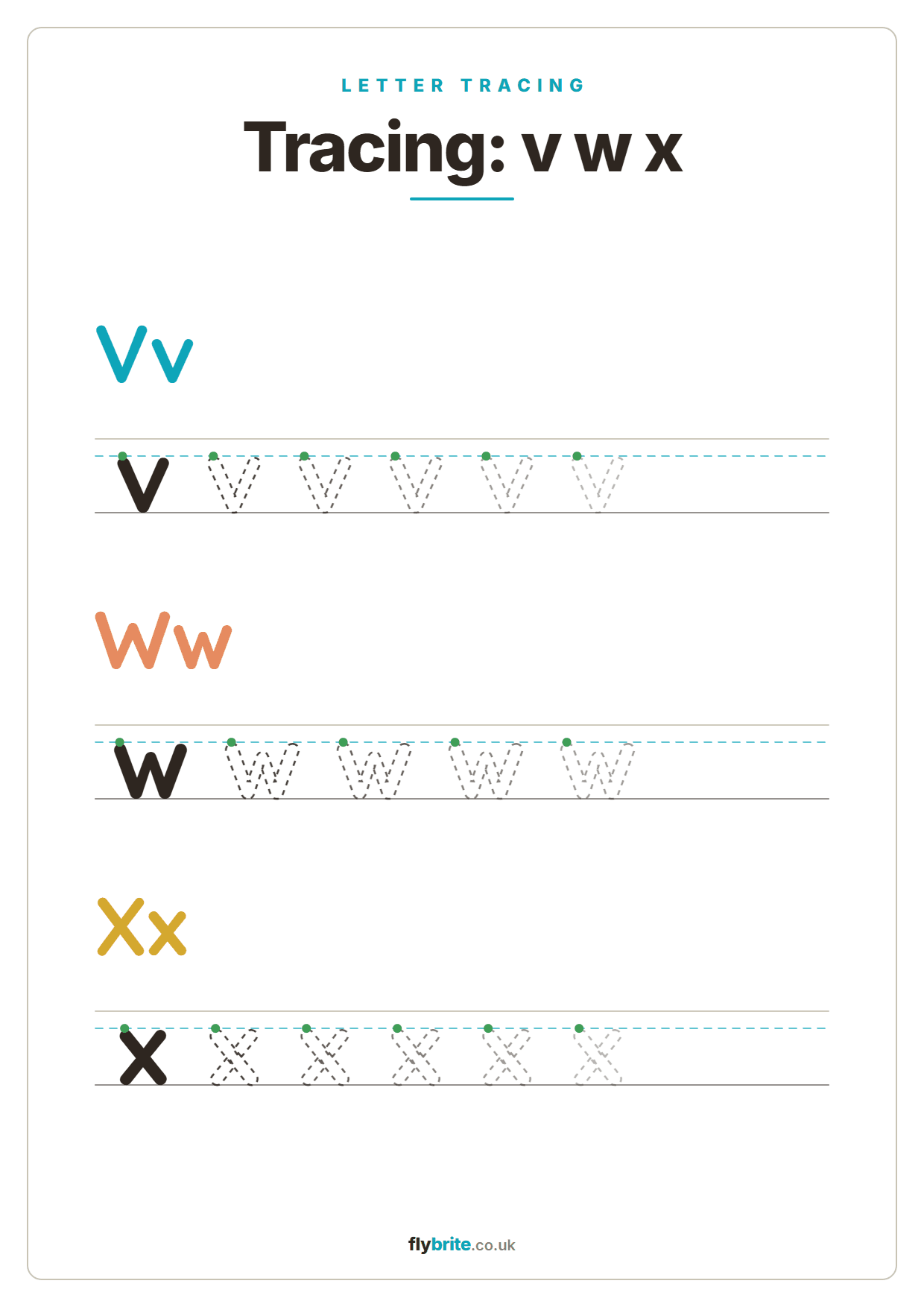 Tracing: v w x printable preview