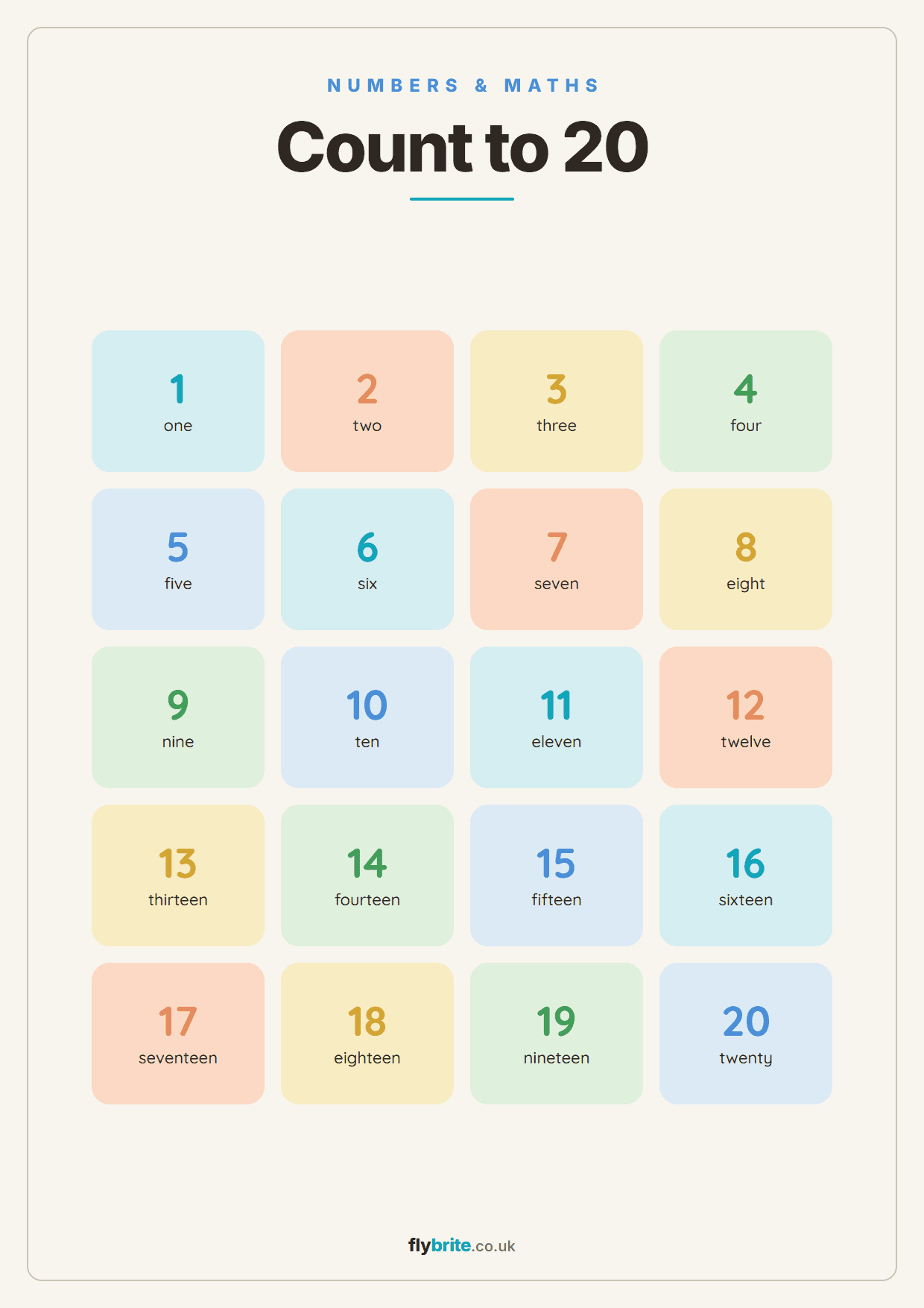 Count to 20 printable preview
