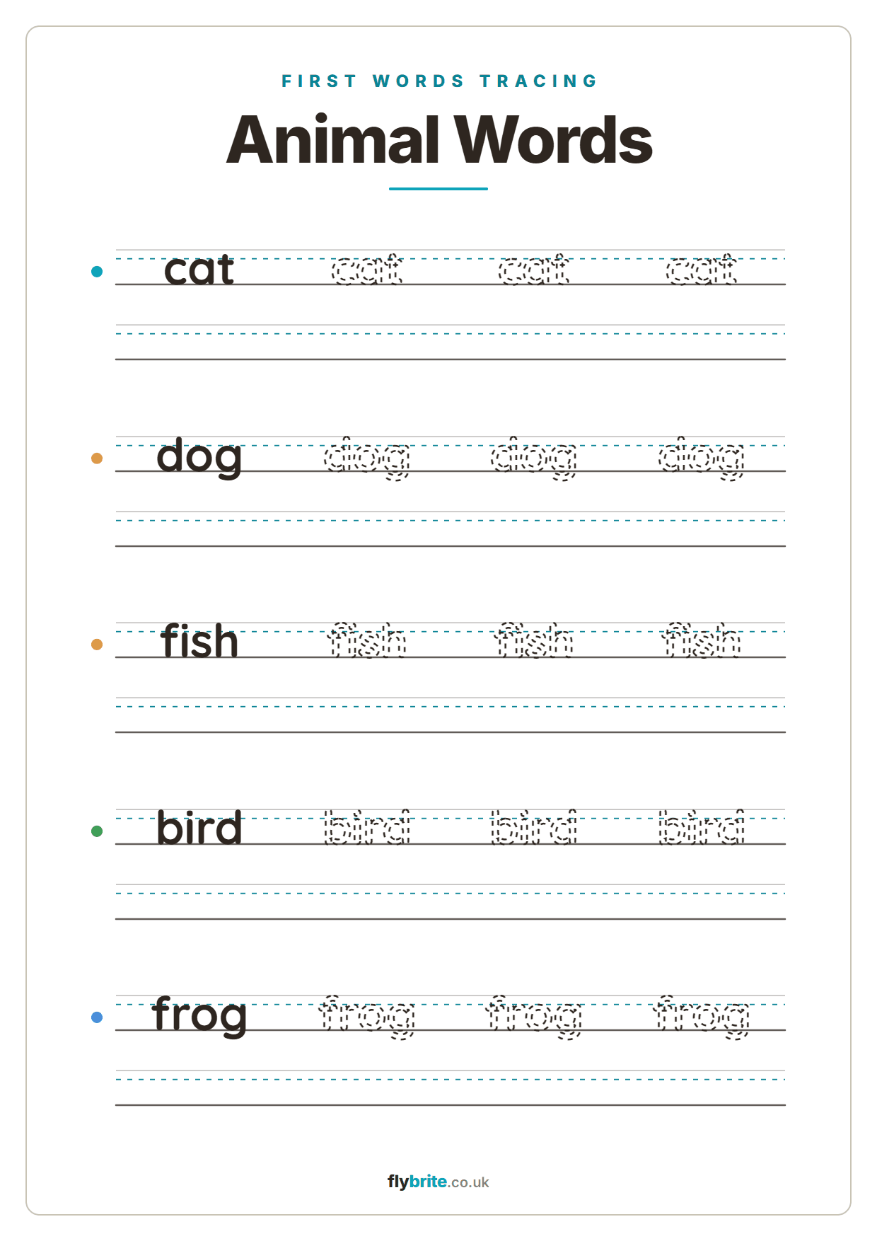 Animal Words printable preview