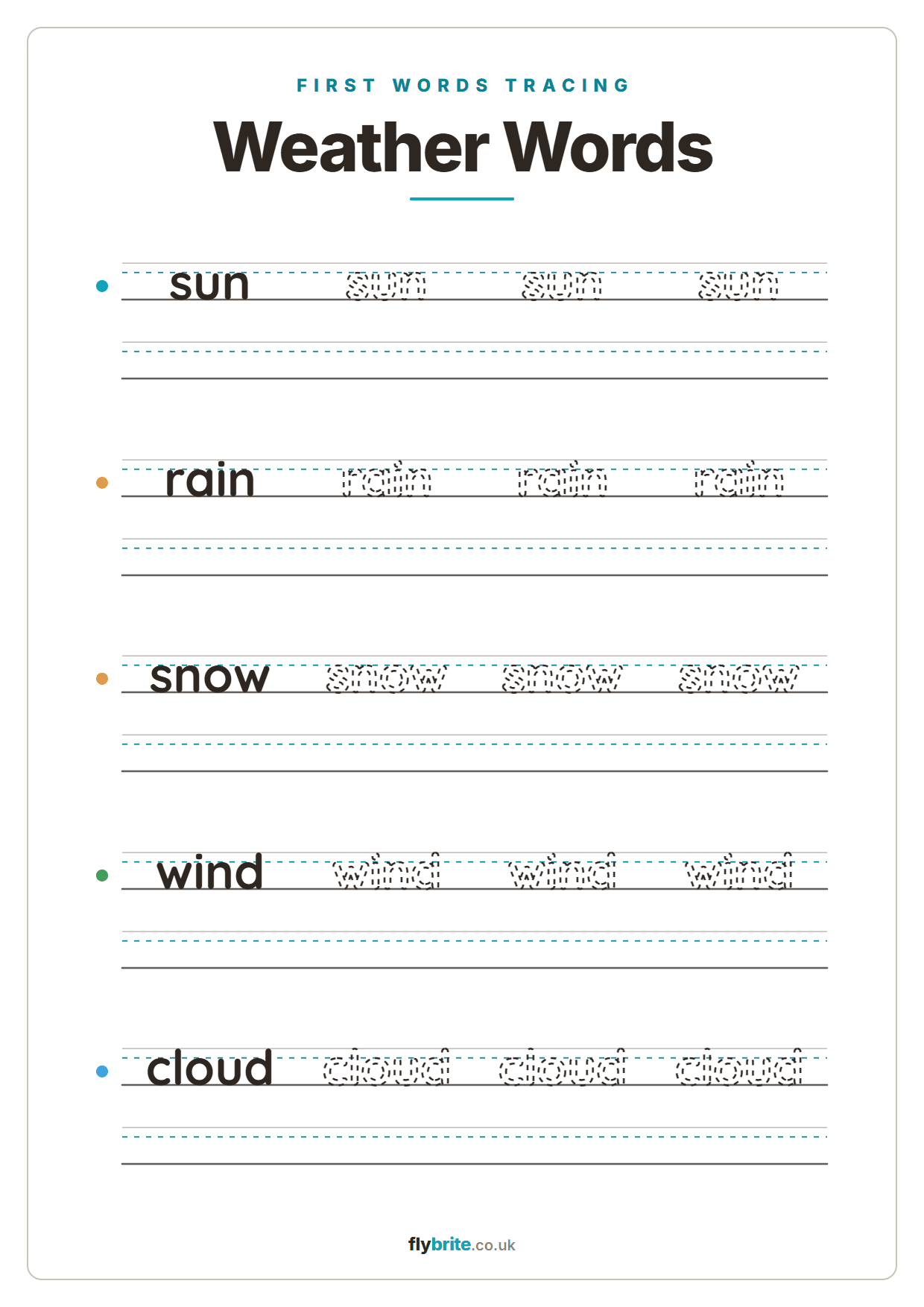 Weather Words printable preview