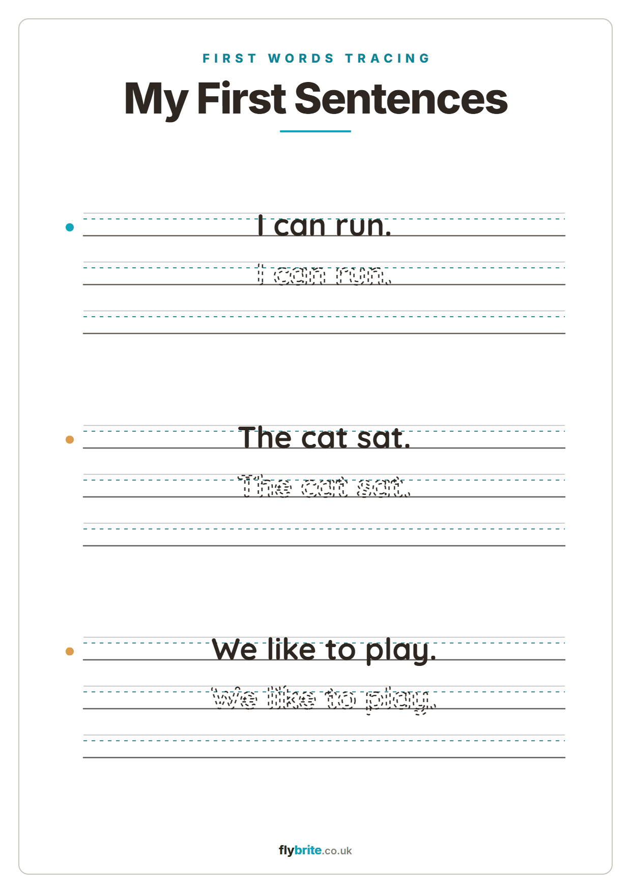 My First Sentences printable preview
