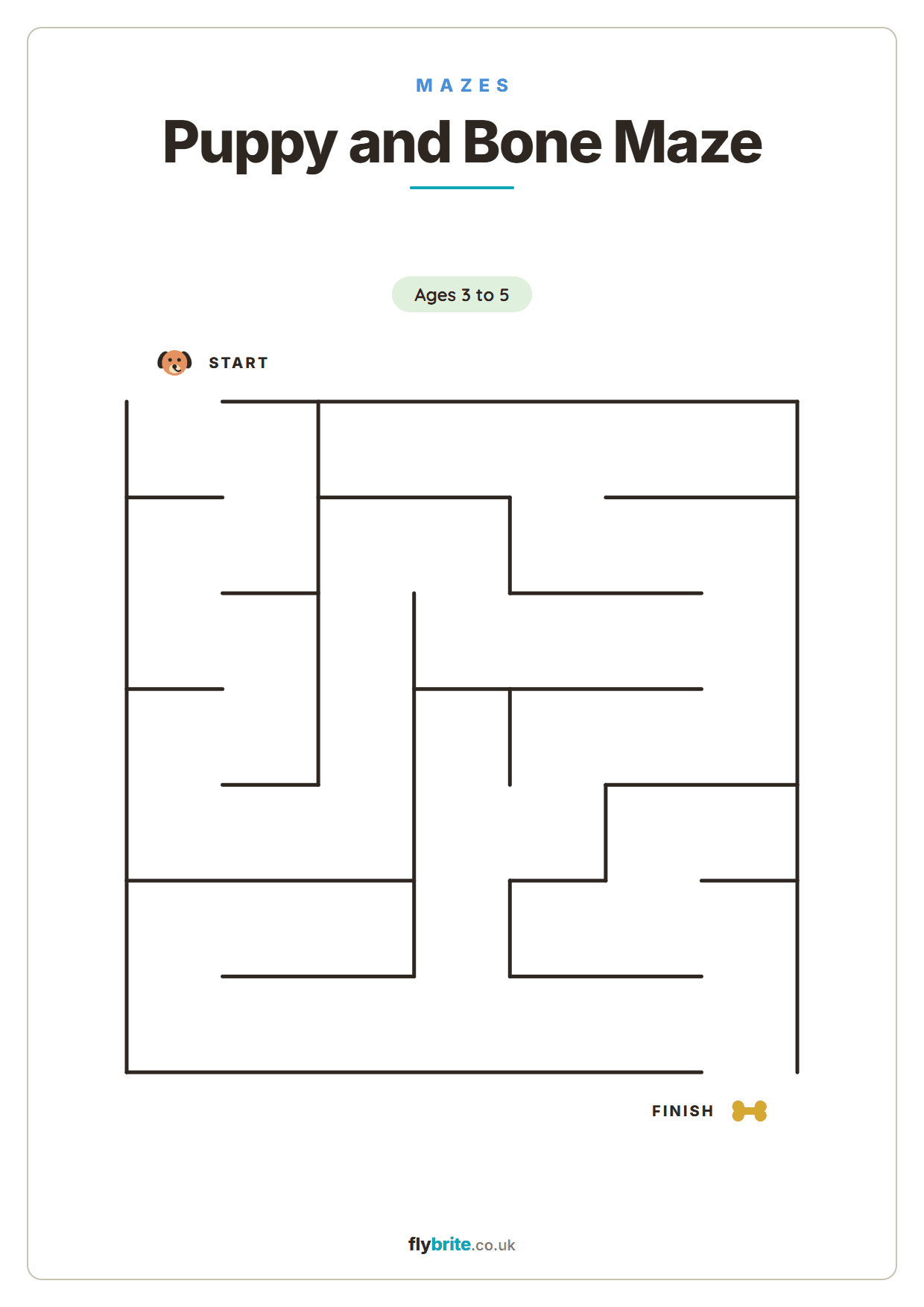 Puppy and Bone Maze printable preview