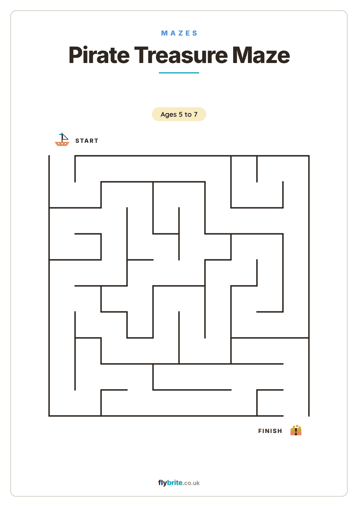 Pirate Treasure Maze printable preview