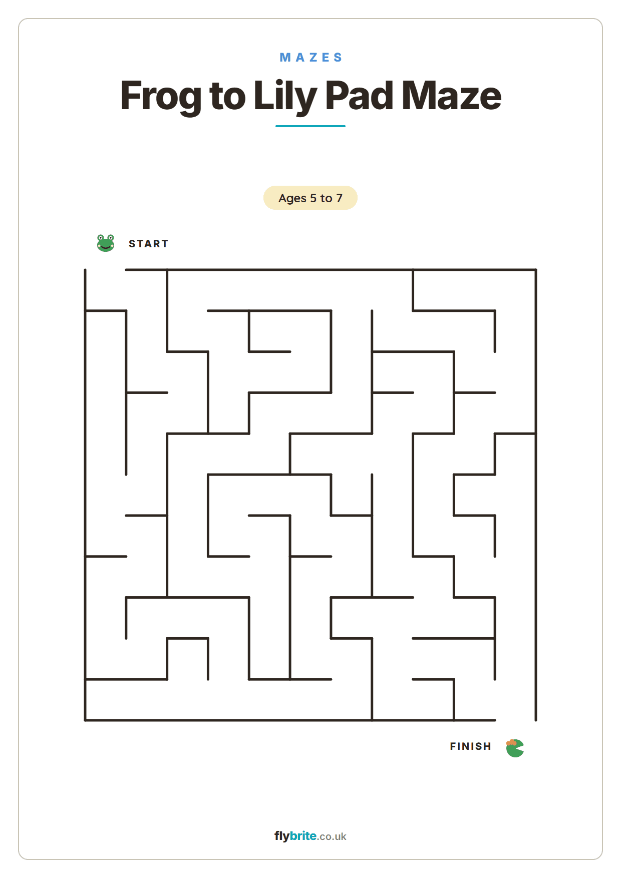 Frog to Lily Pad Maze printable preview