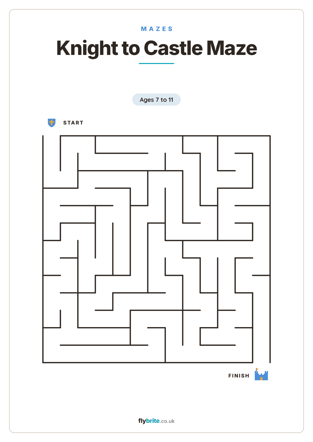 Knight to Castle Maze printable preview