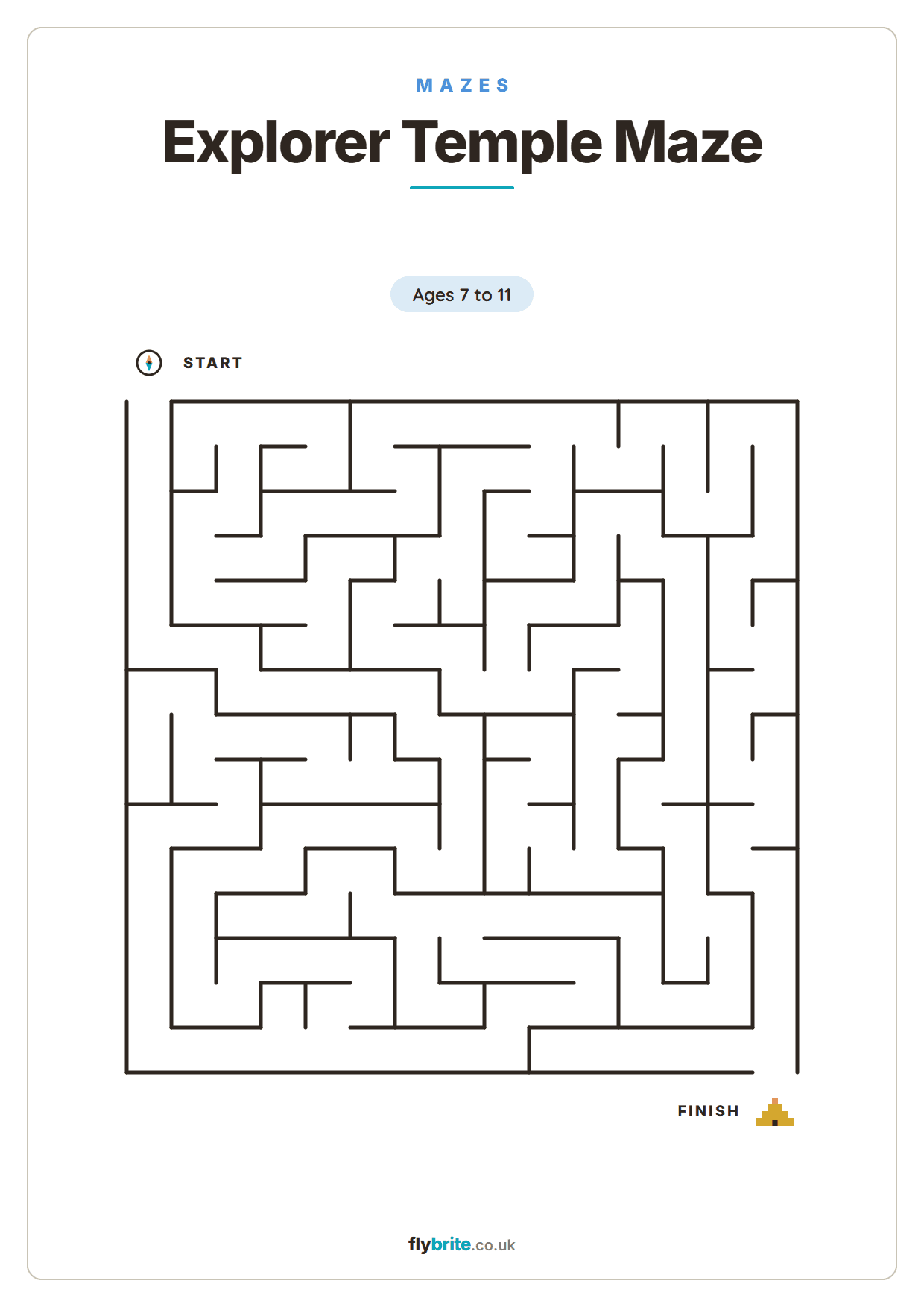 Explorer Temple Maze printable preview