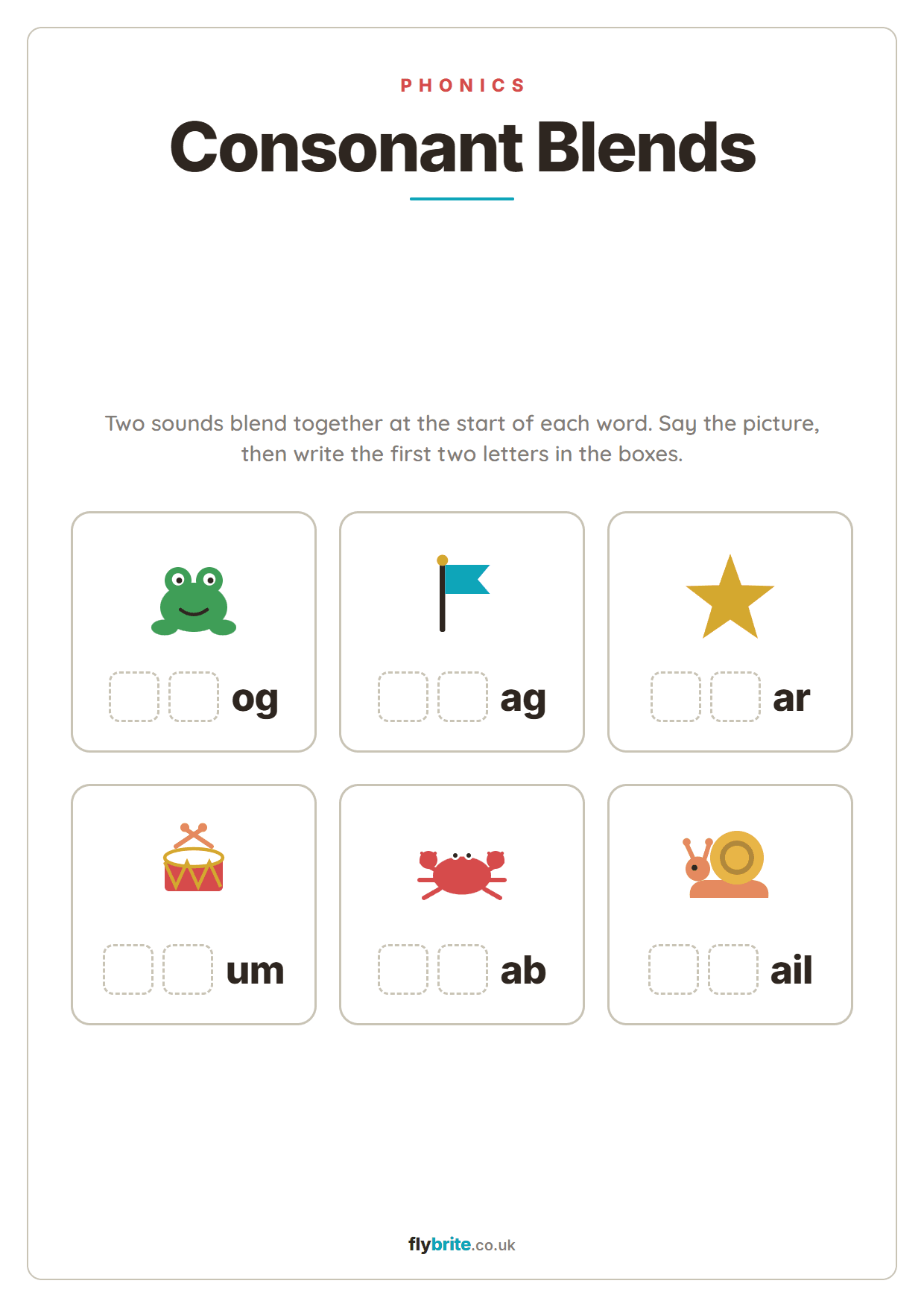 Consonant Blends printable preview