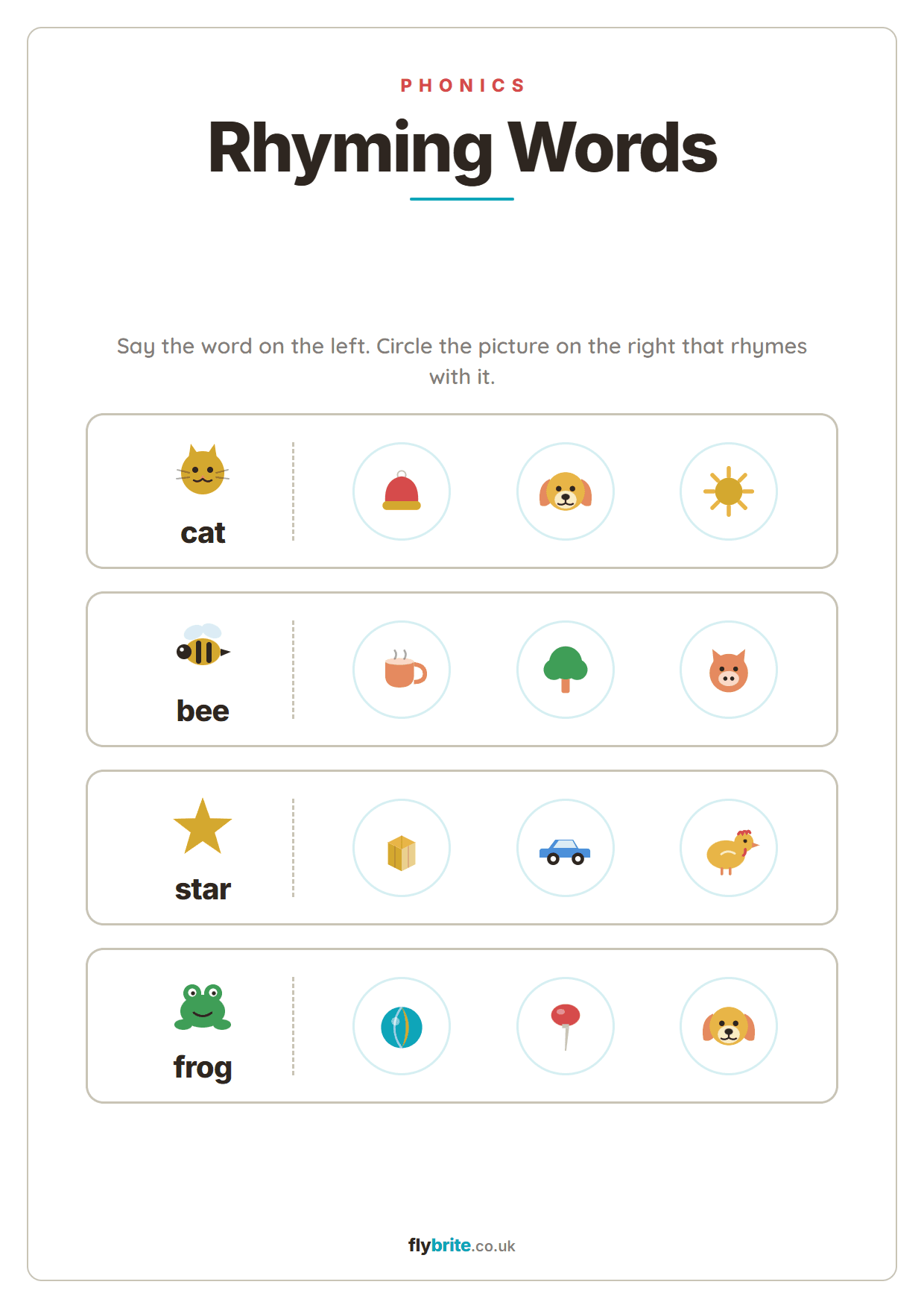 Rhyming Words printable preview