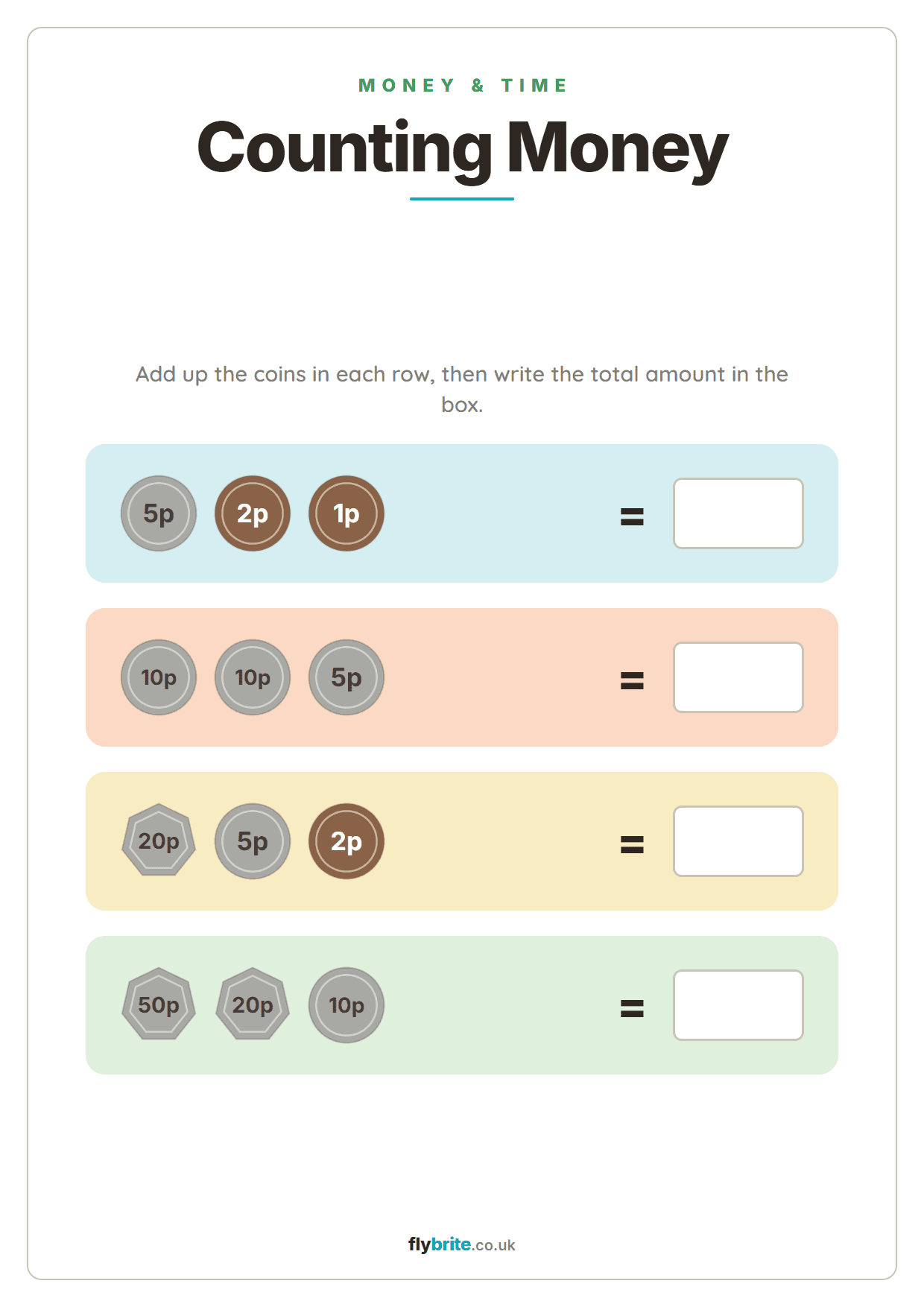 Counting Money printable preview