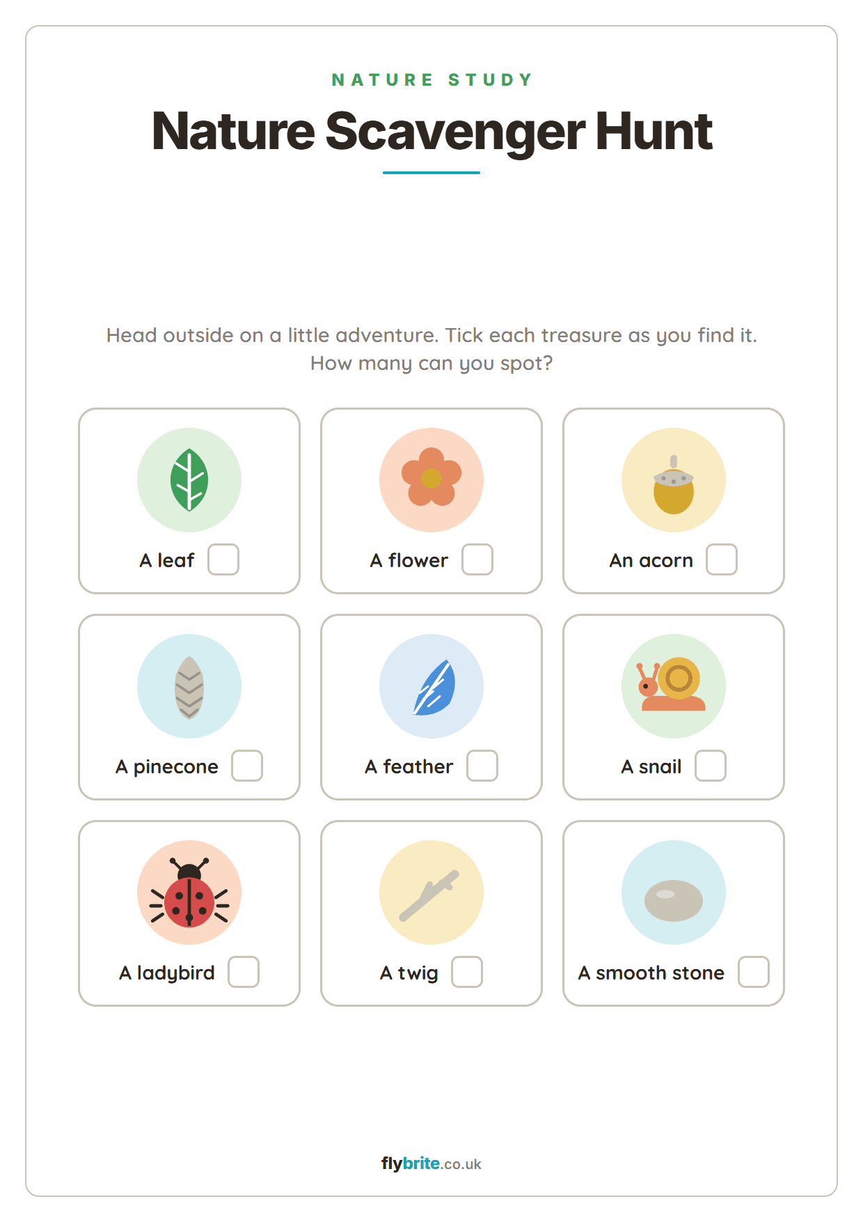 Nature Scavenger Hunt printable preview