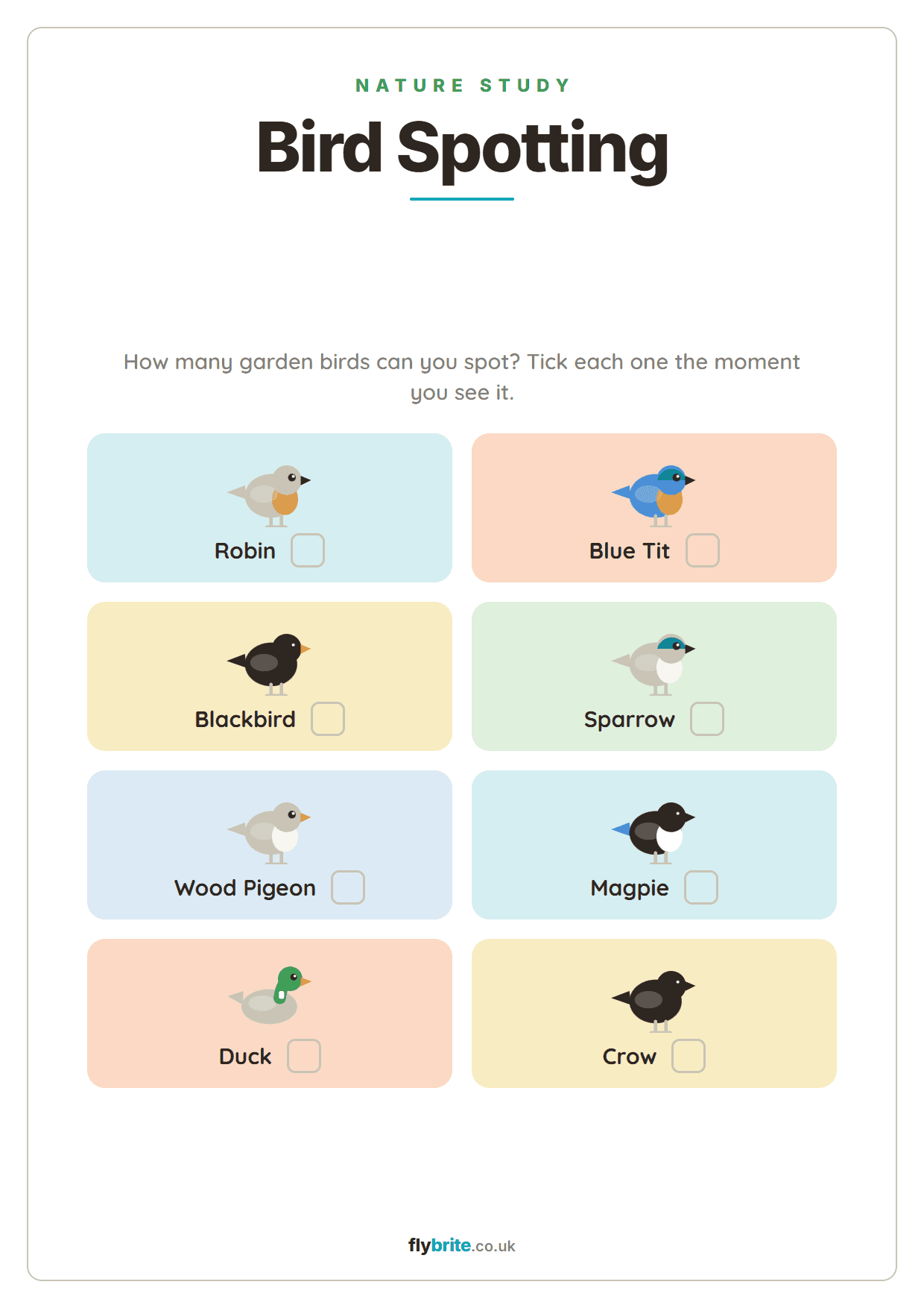 Bird Spotting printable preview