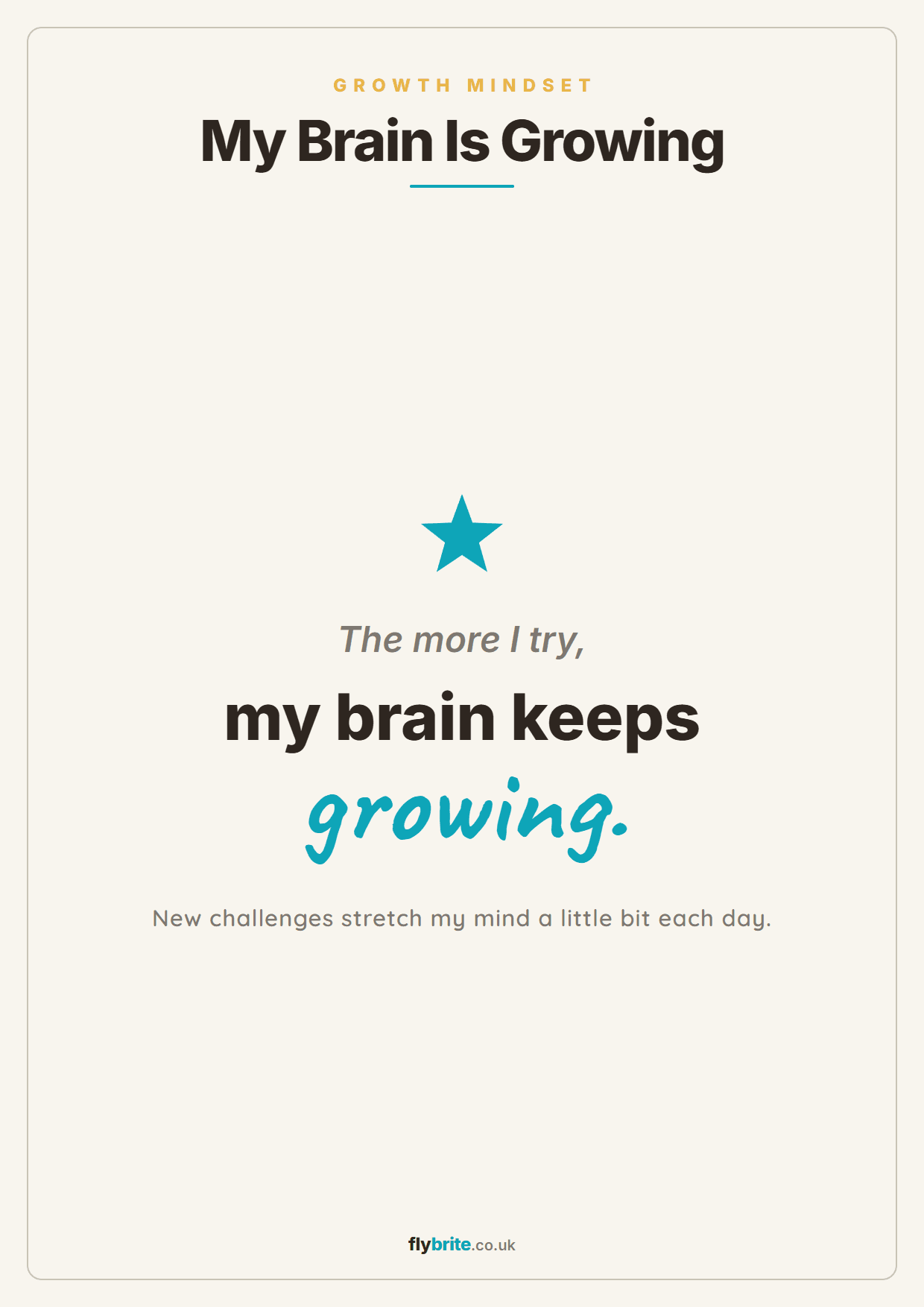 My Brain Is Growing printable preview