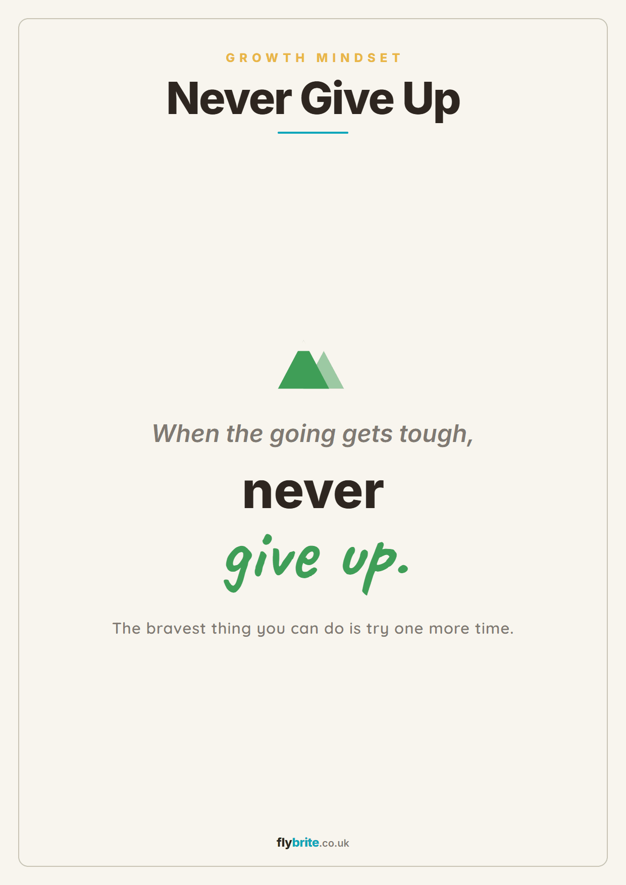 Never Give Up printable preview