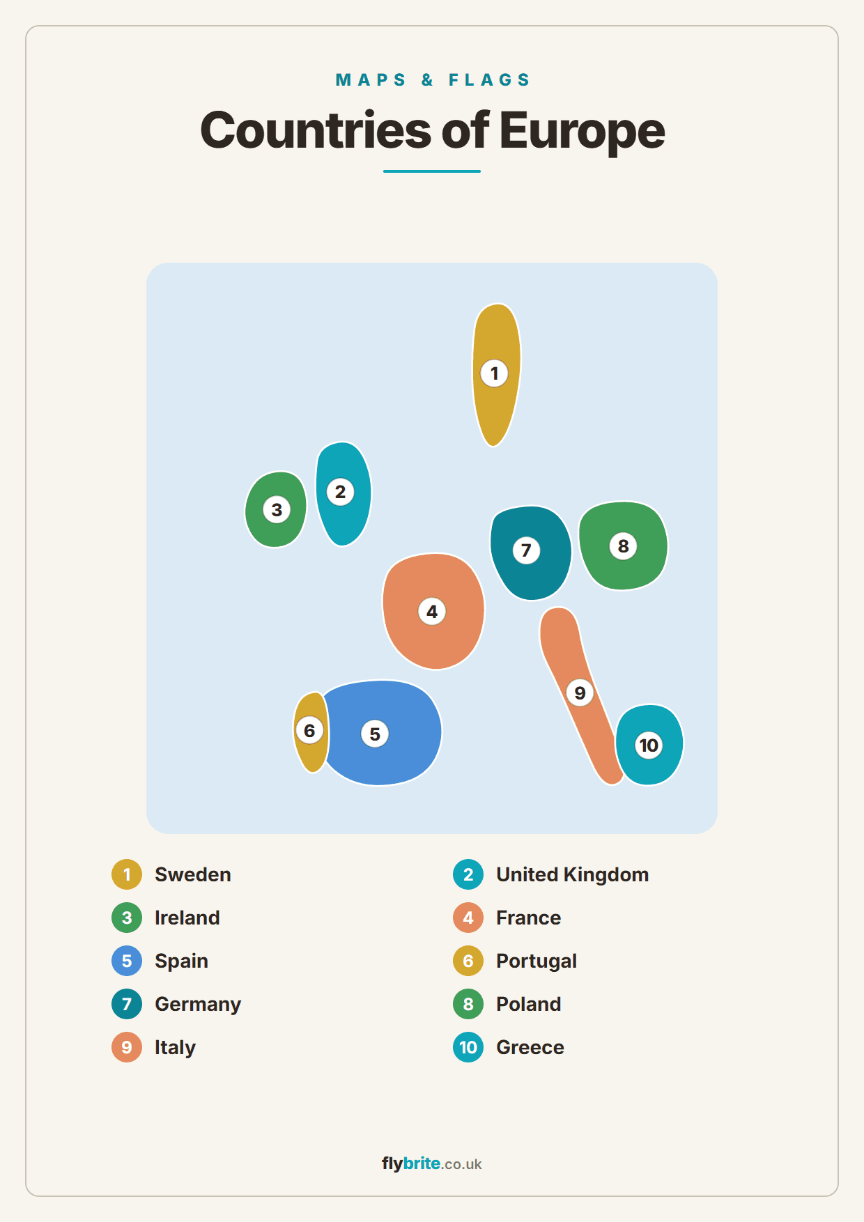 Countries of Europe printable preview