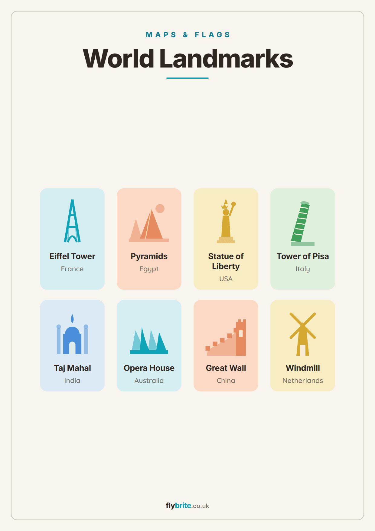 World Landmarks printable preview