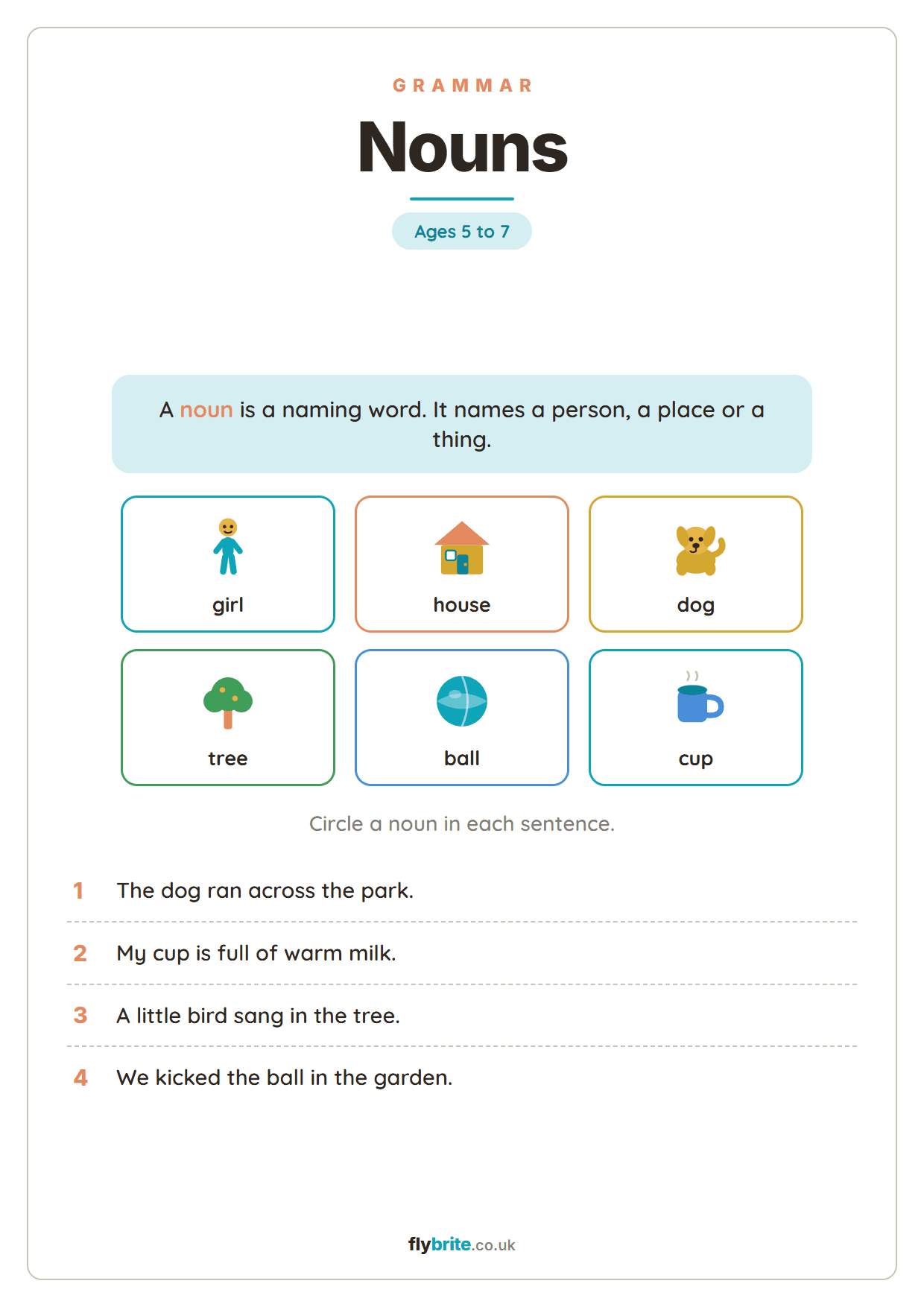 Nouns printable preview