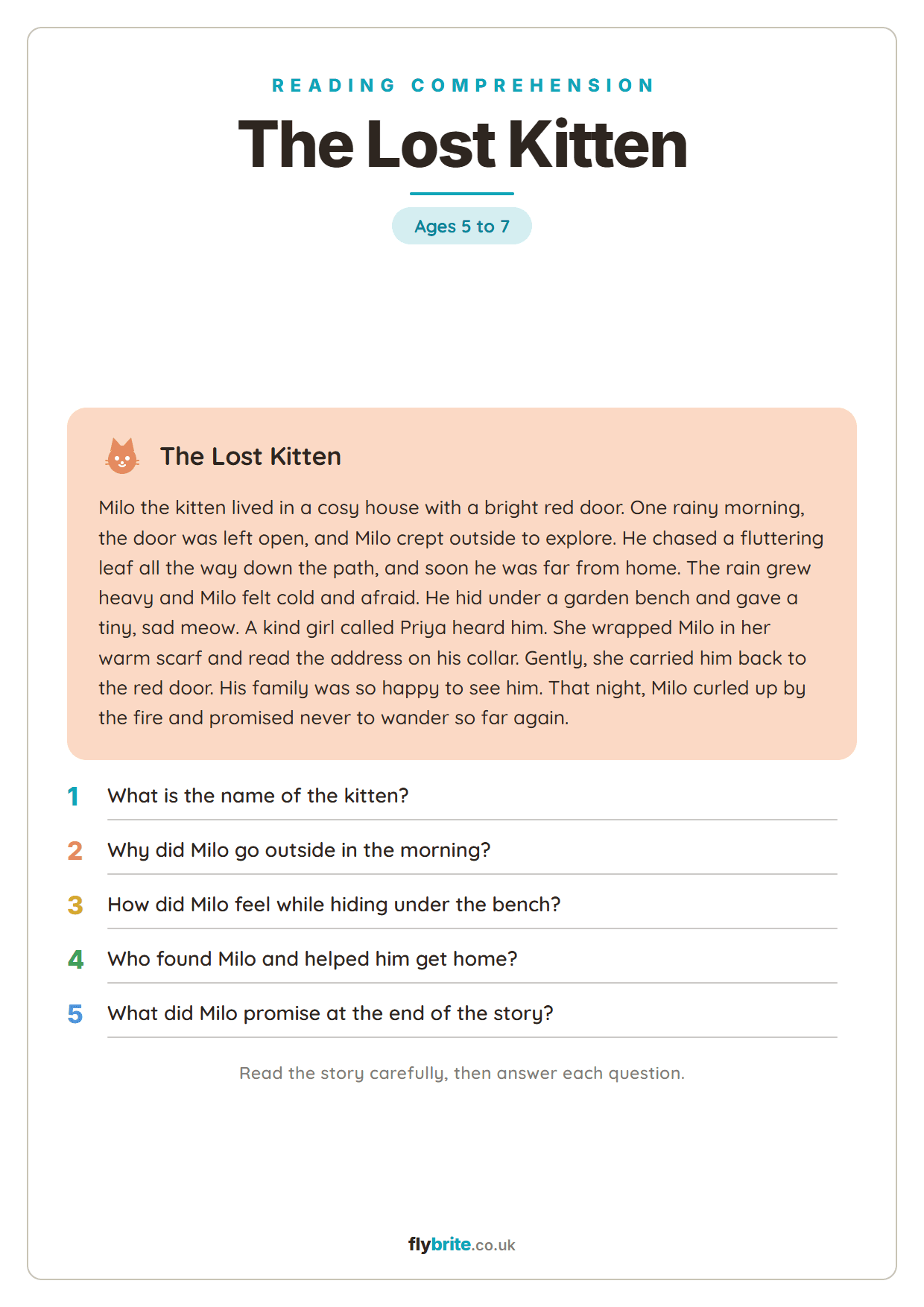 The Lost Kitten printable preview