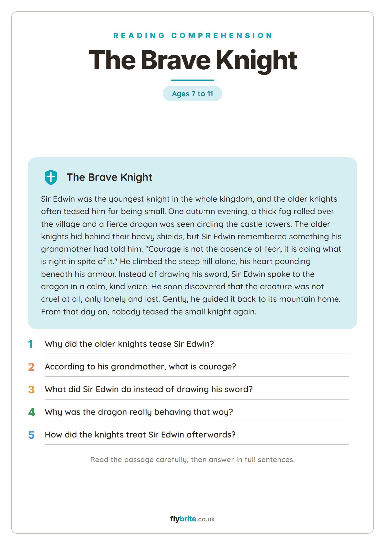 The Brave Knight printable preview