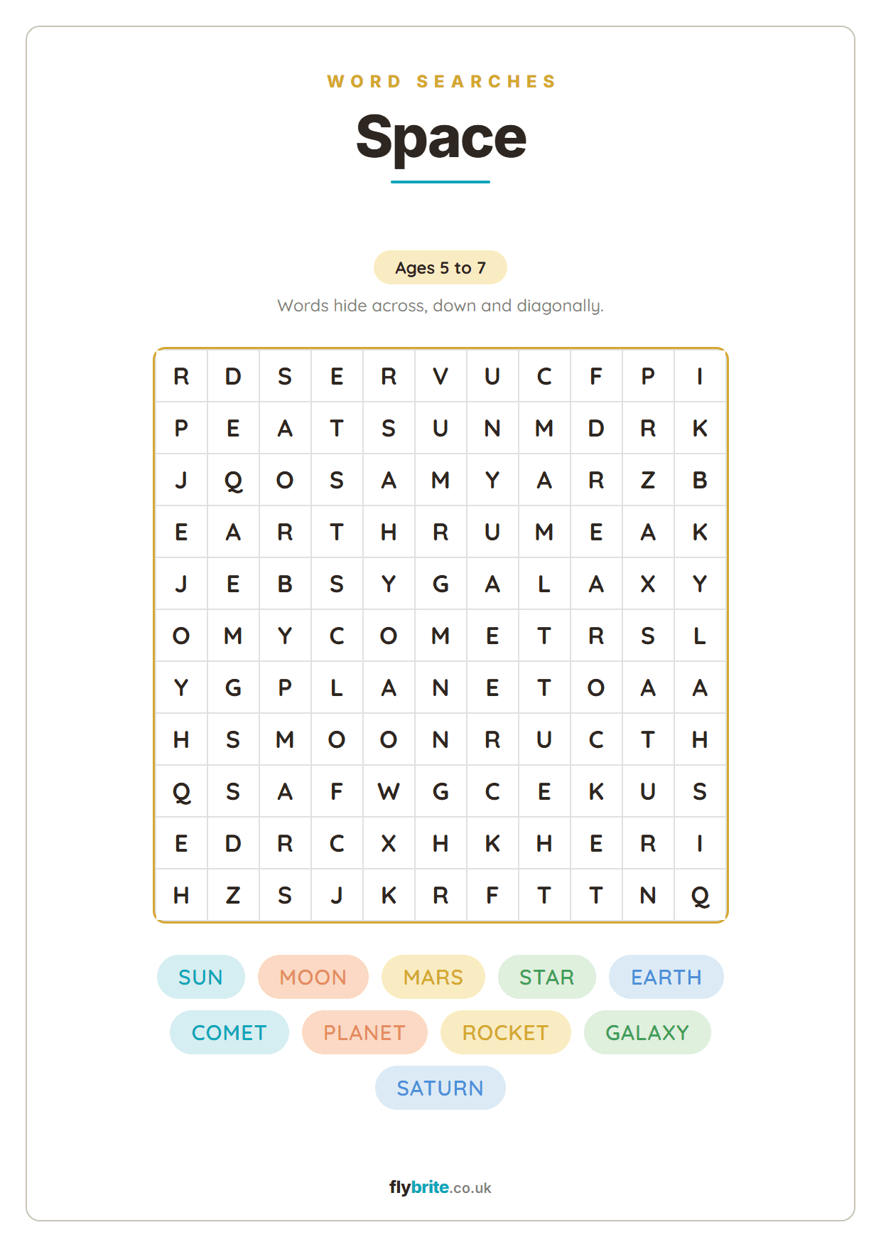 Space printable preview