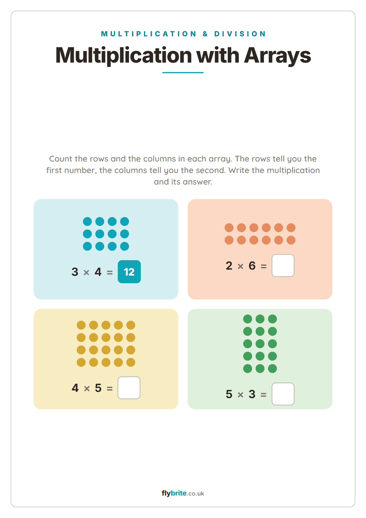 Multiplication with Arrays printable preview