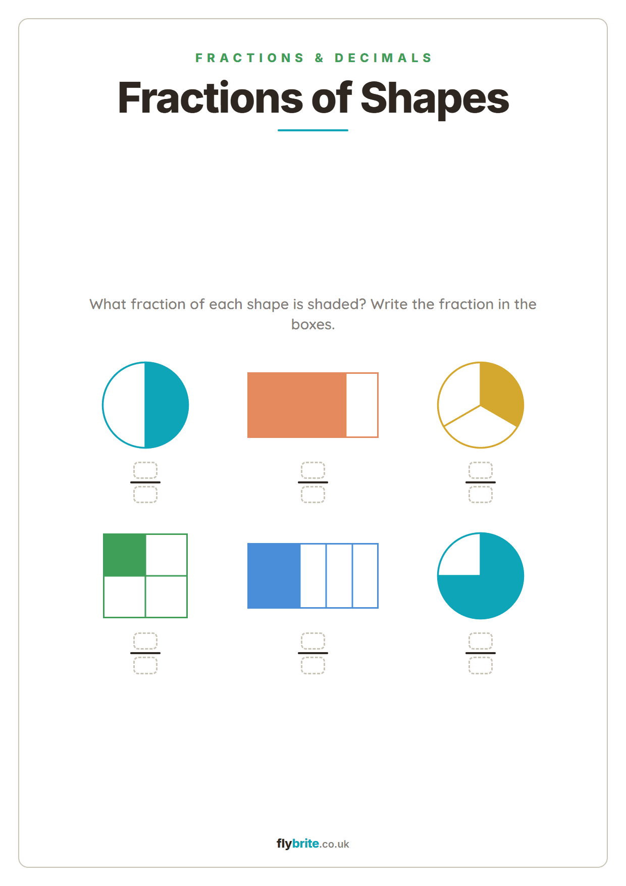 Fractions of Shapes printable preview