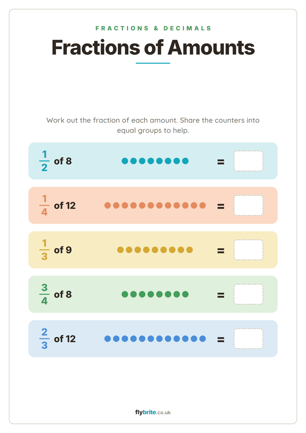 Fractions of Amounts printable preview