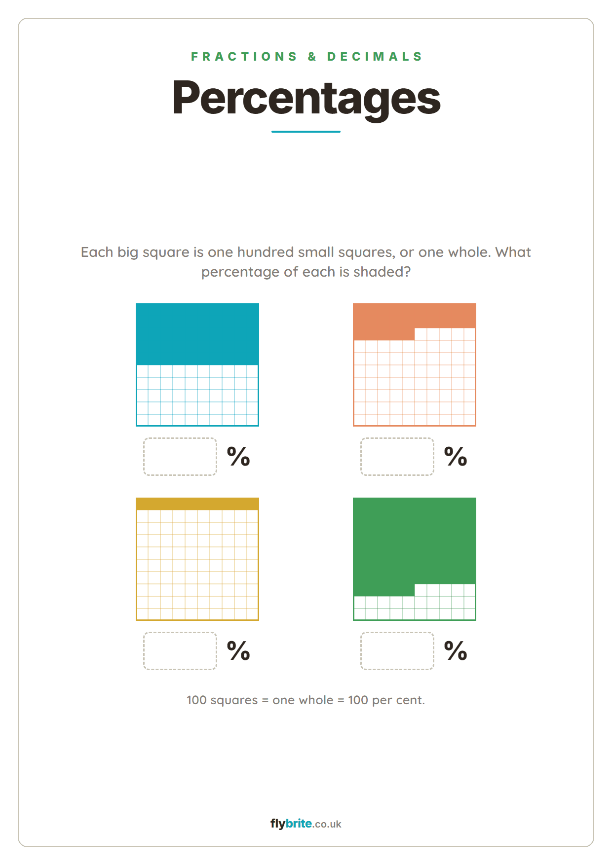 Percentages printable preview
