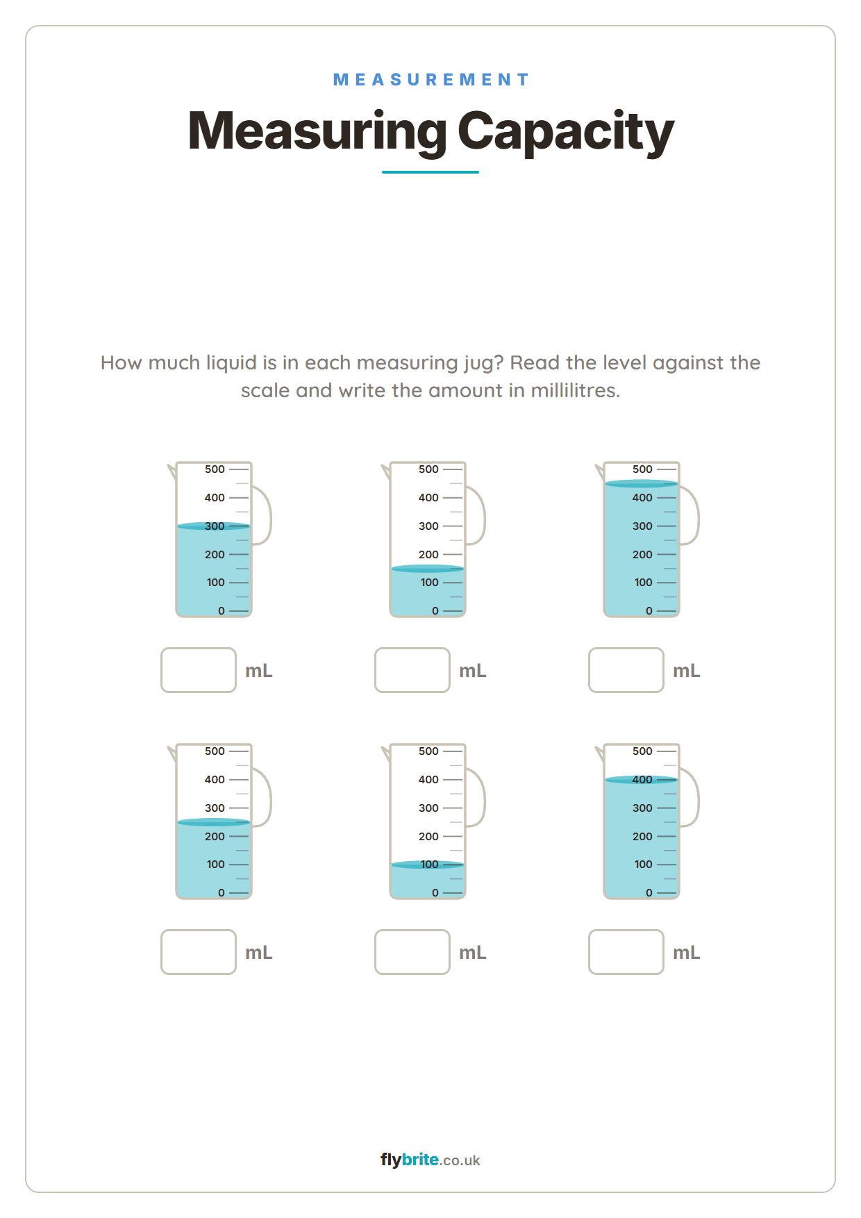 Measuring Capacity printable preview