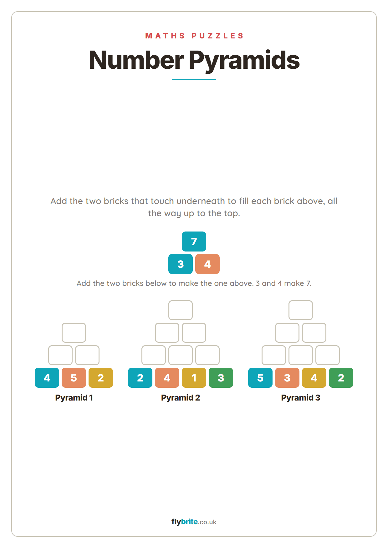 Number Pyramids printable preview
